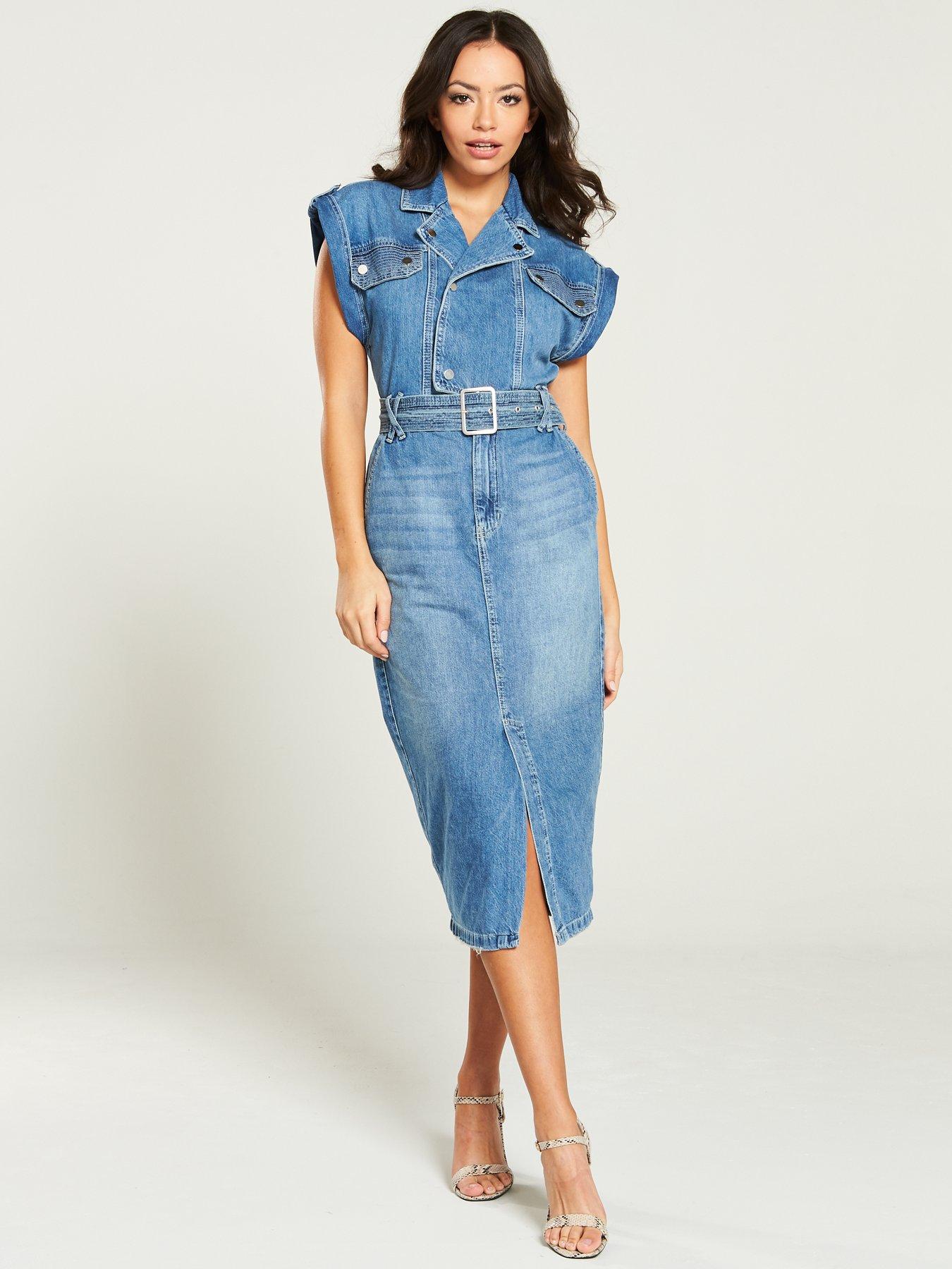river island denim midi dress