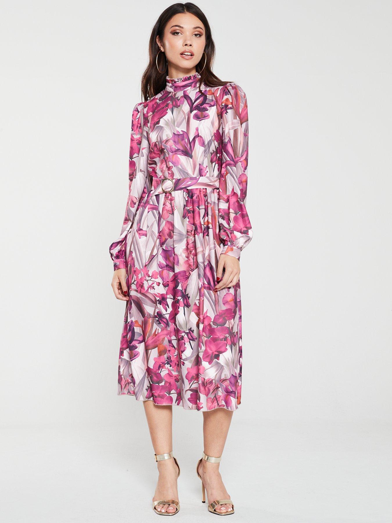 long sleeve floral midi dress uk