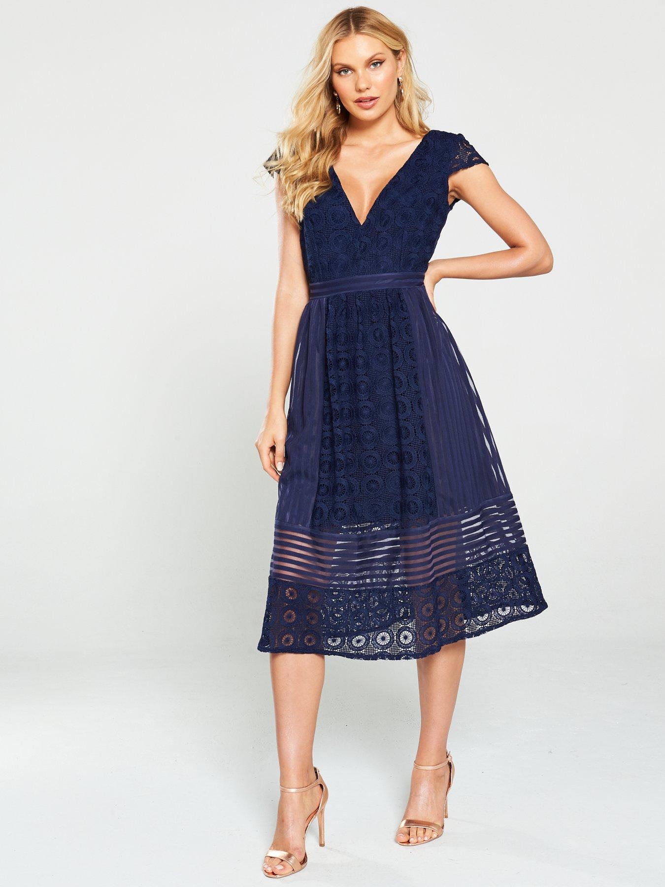 little mistress navy crochet dress