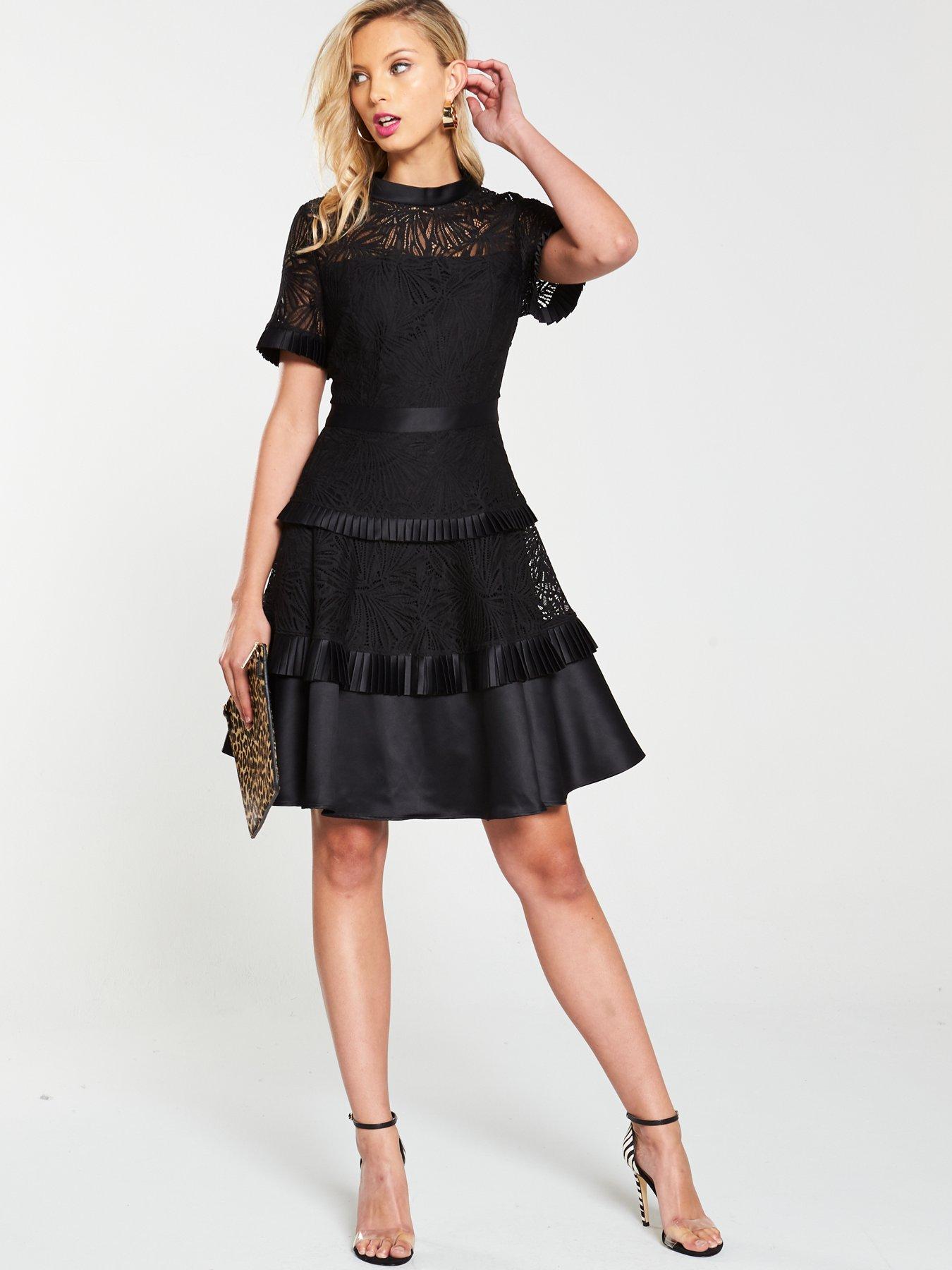 black lace skater dress uk
