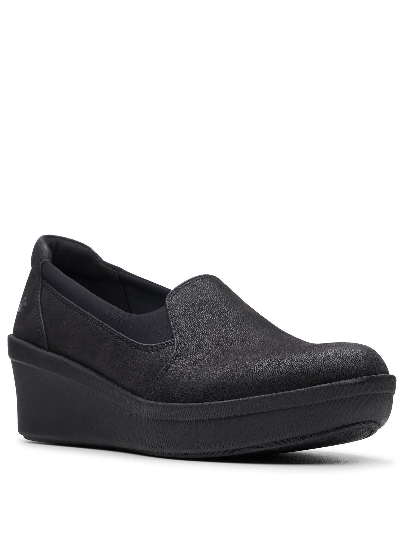 clarks black wedge shoes