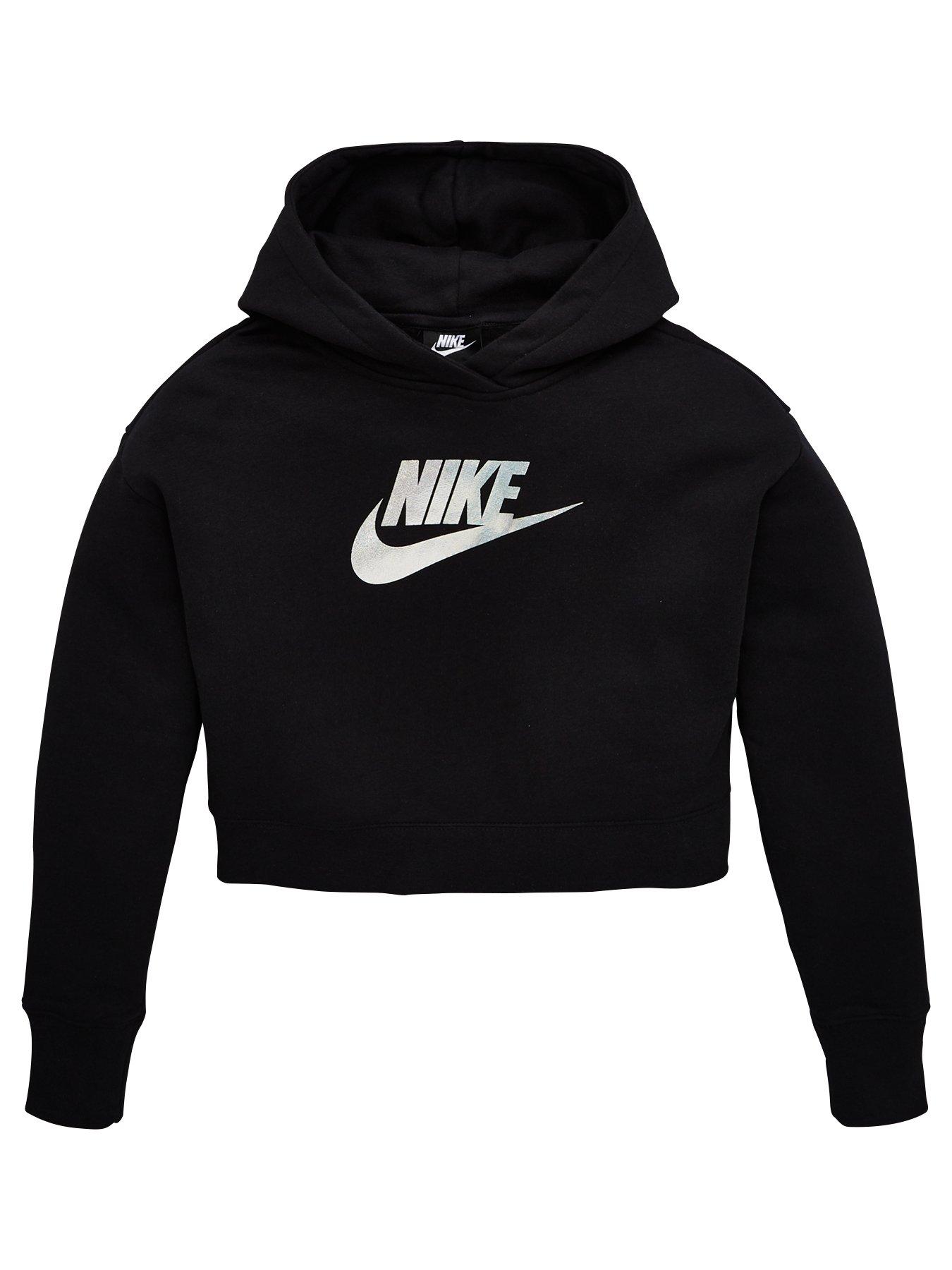 white nike crop hoodie