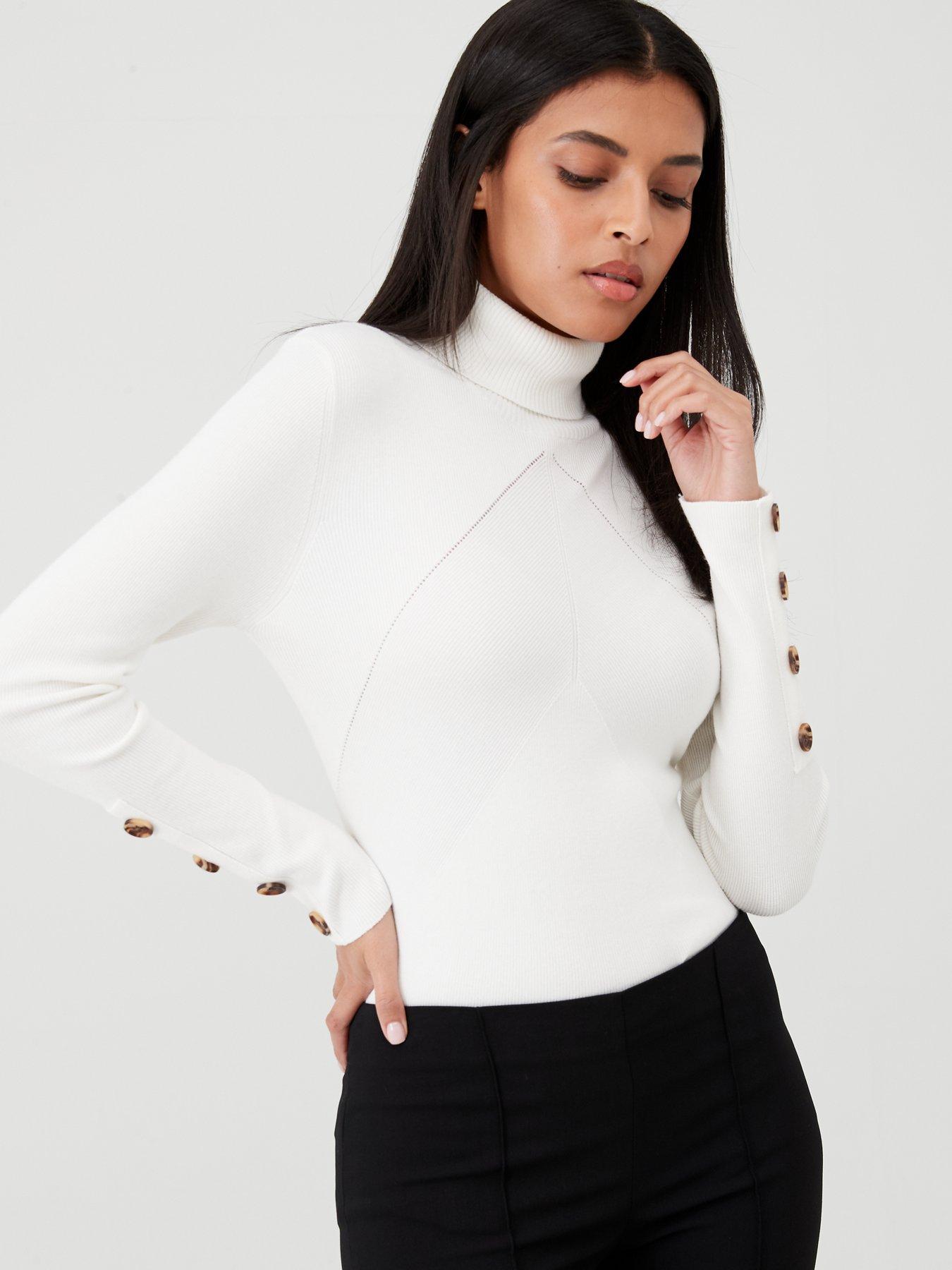 skinny rib roll neck jumper