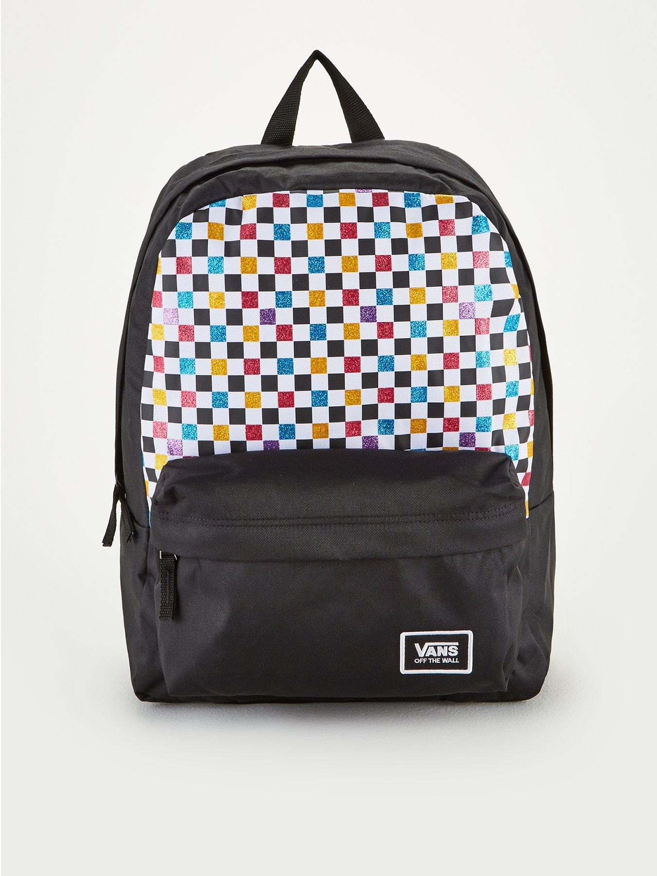 glitter check realm backpack