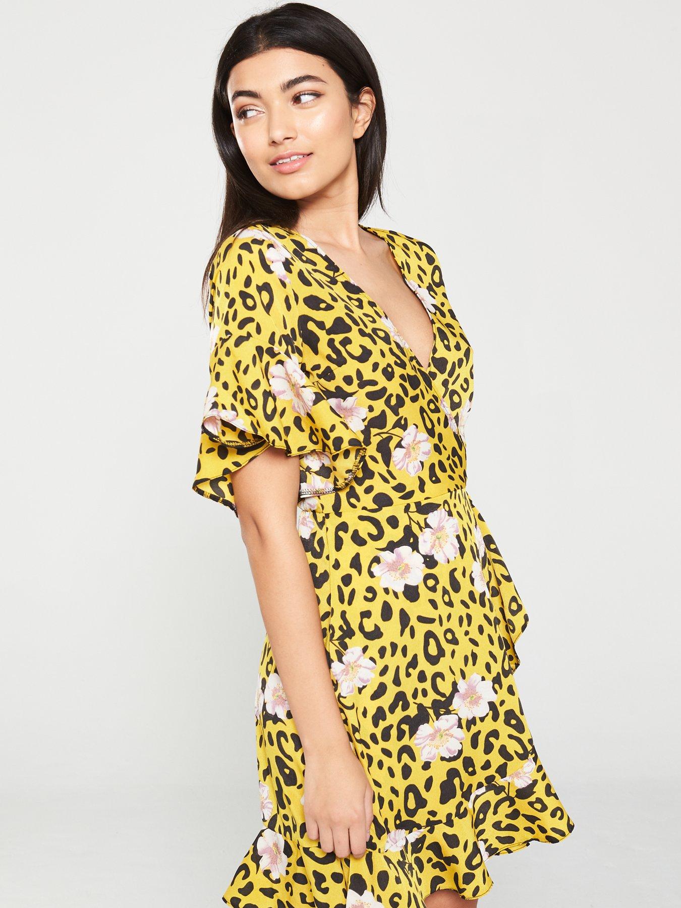 ax paris leopard print wrap dress