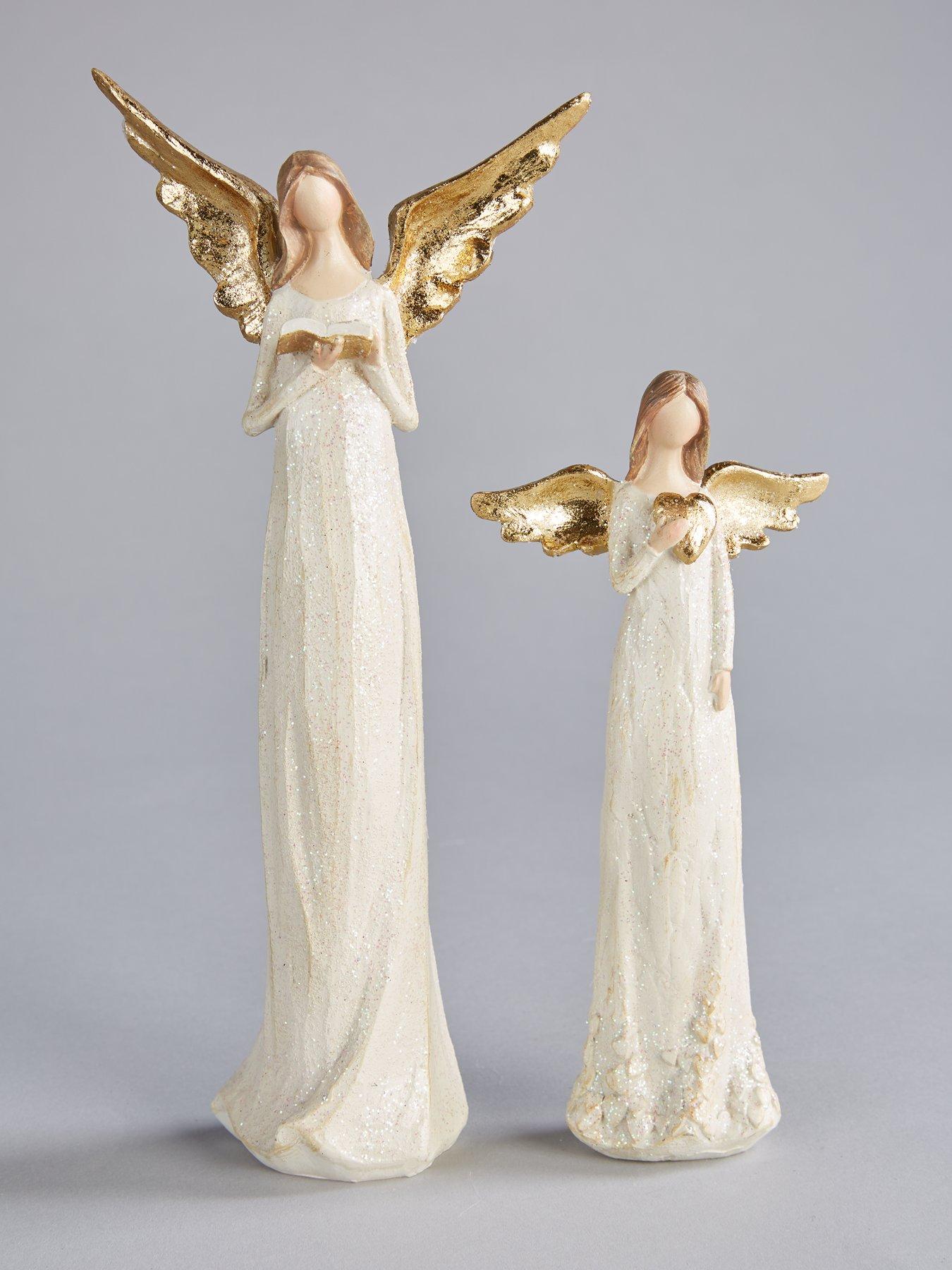 Gisela Graham 4 ceramic Christmas Angels Decorations 11.5cm Set of 4