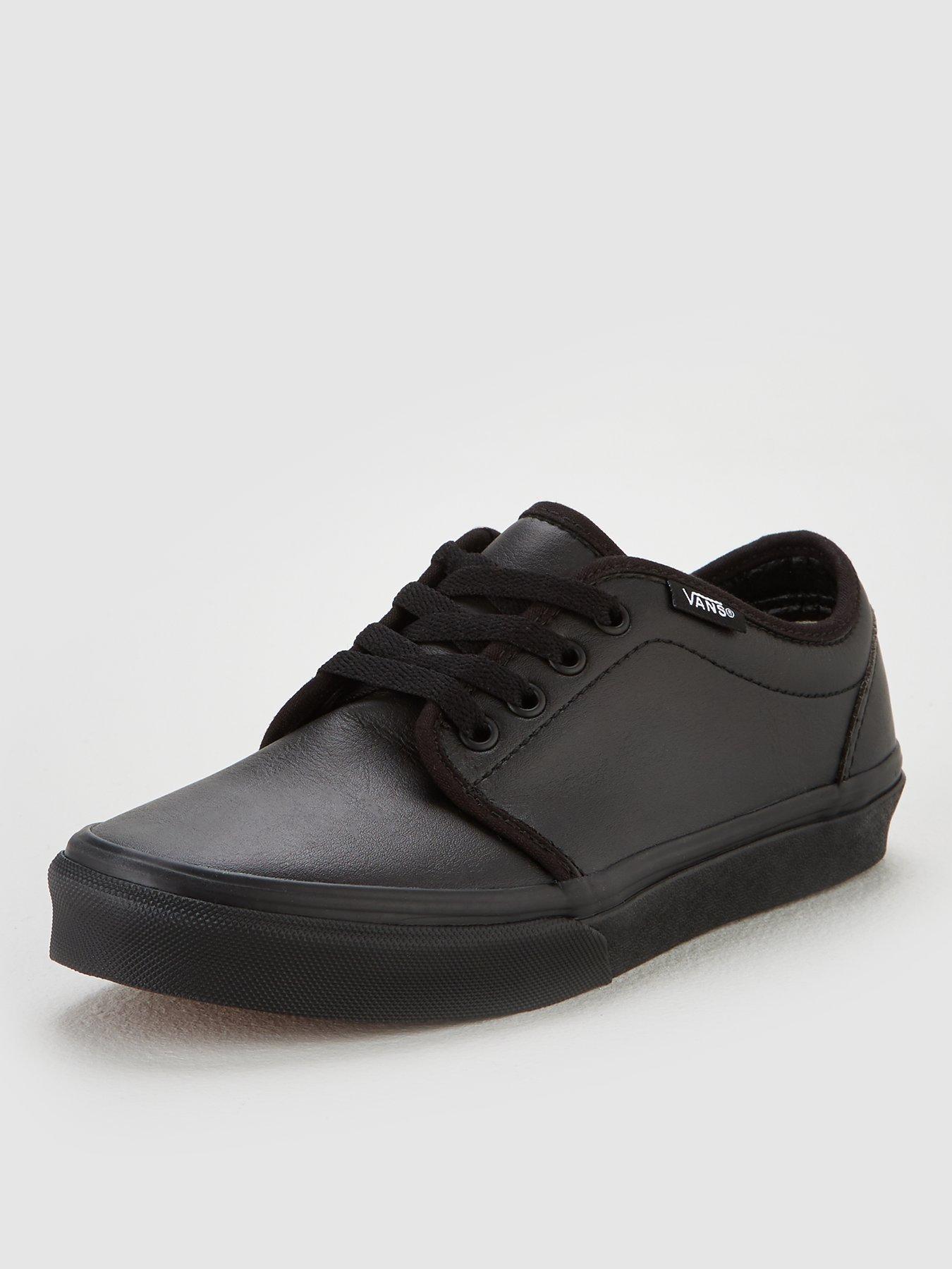vans black leather trainers