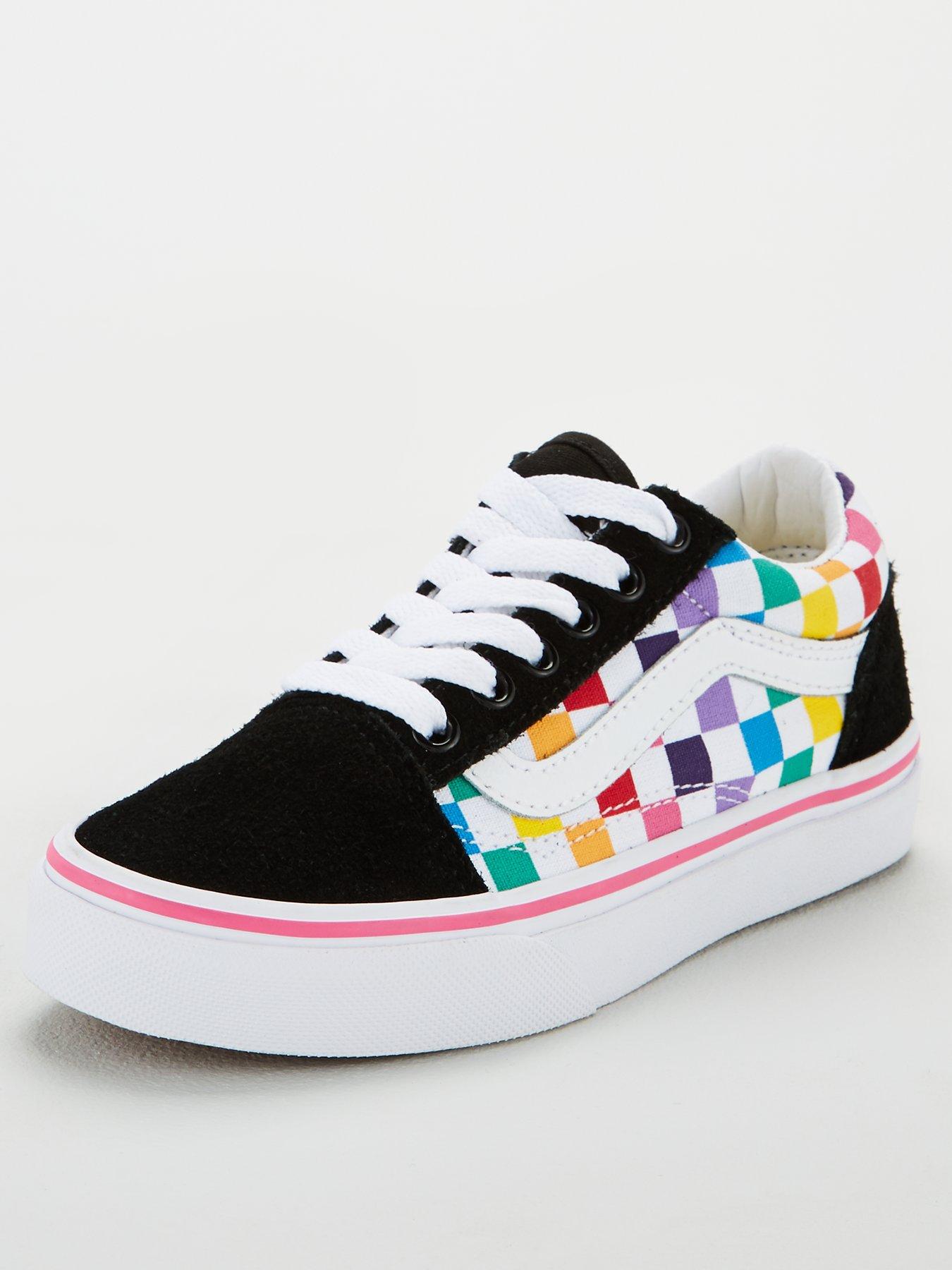 rainbow checkered kids vans