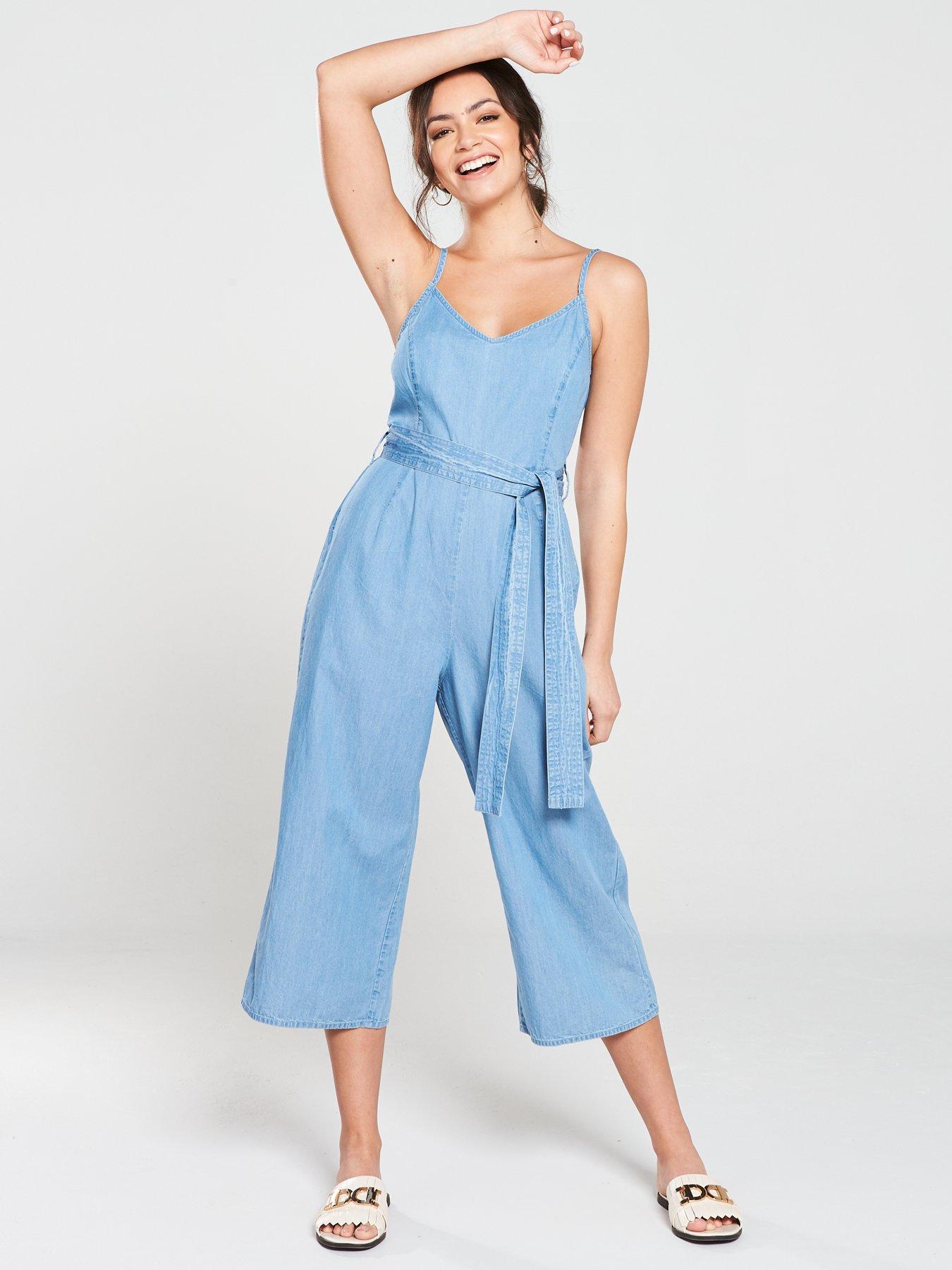 miss selfridge denim playsuit