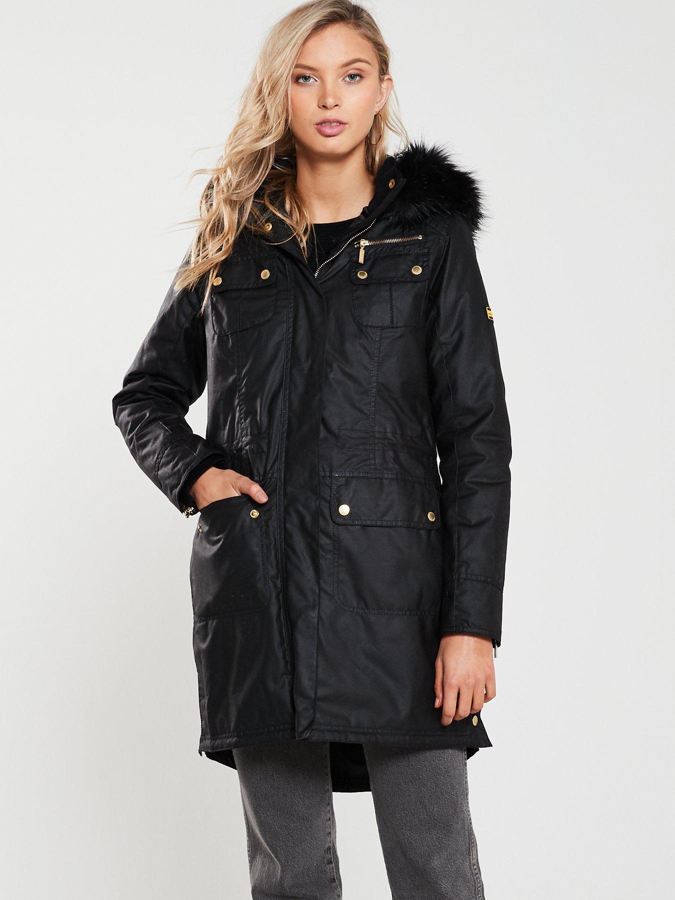 women's barbour international slipstream waxed parka