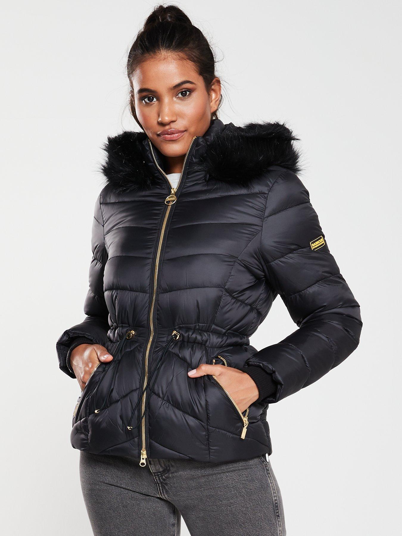 barbour black padded jacket