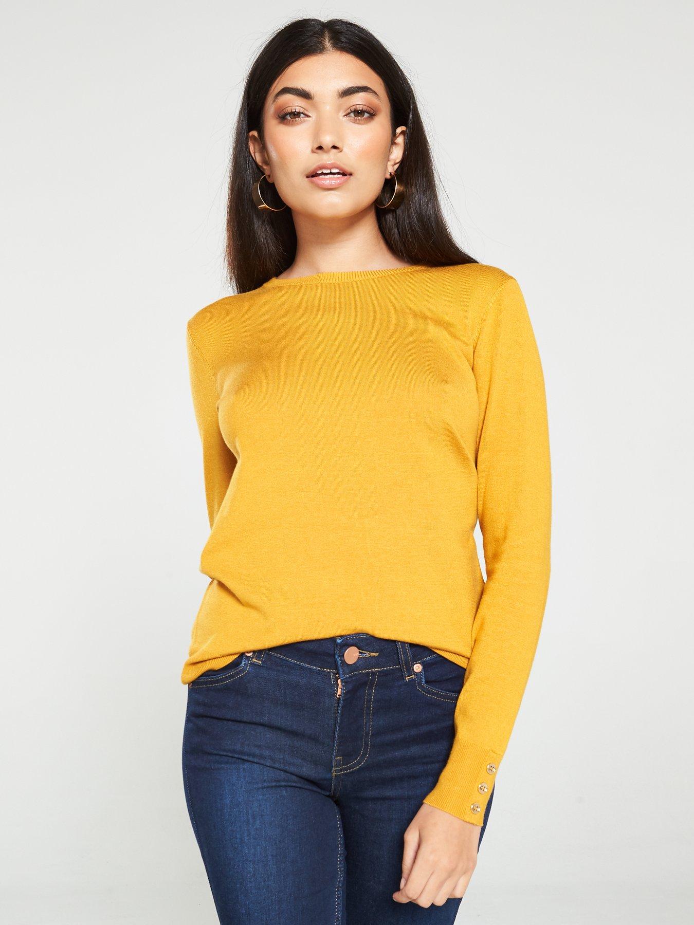 warehouse button cuff crew jumper