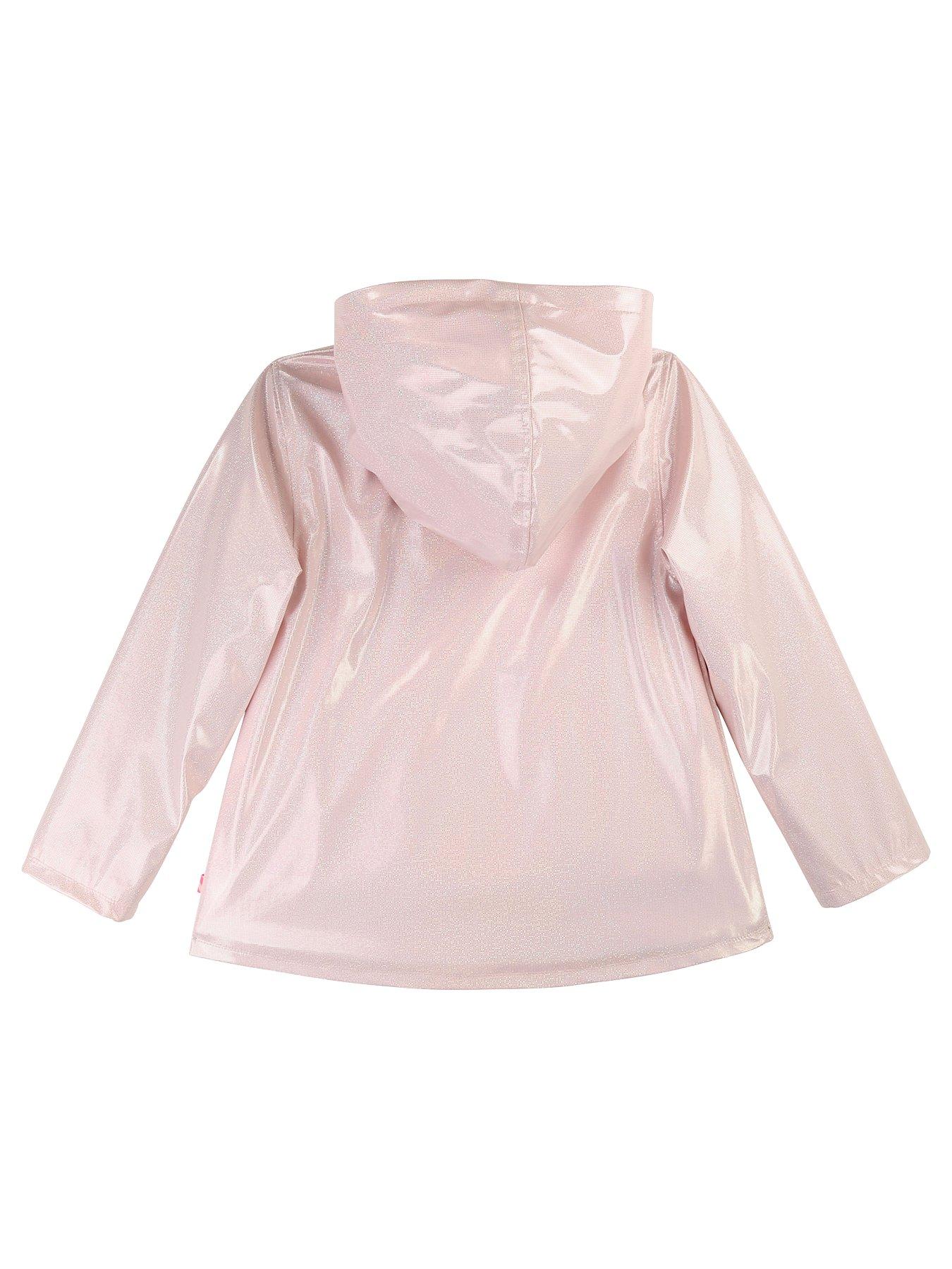 Girls Ruffle Pocket Glitter Raincoat Pink - rain coat roblox