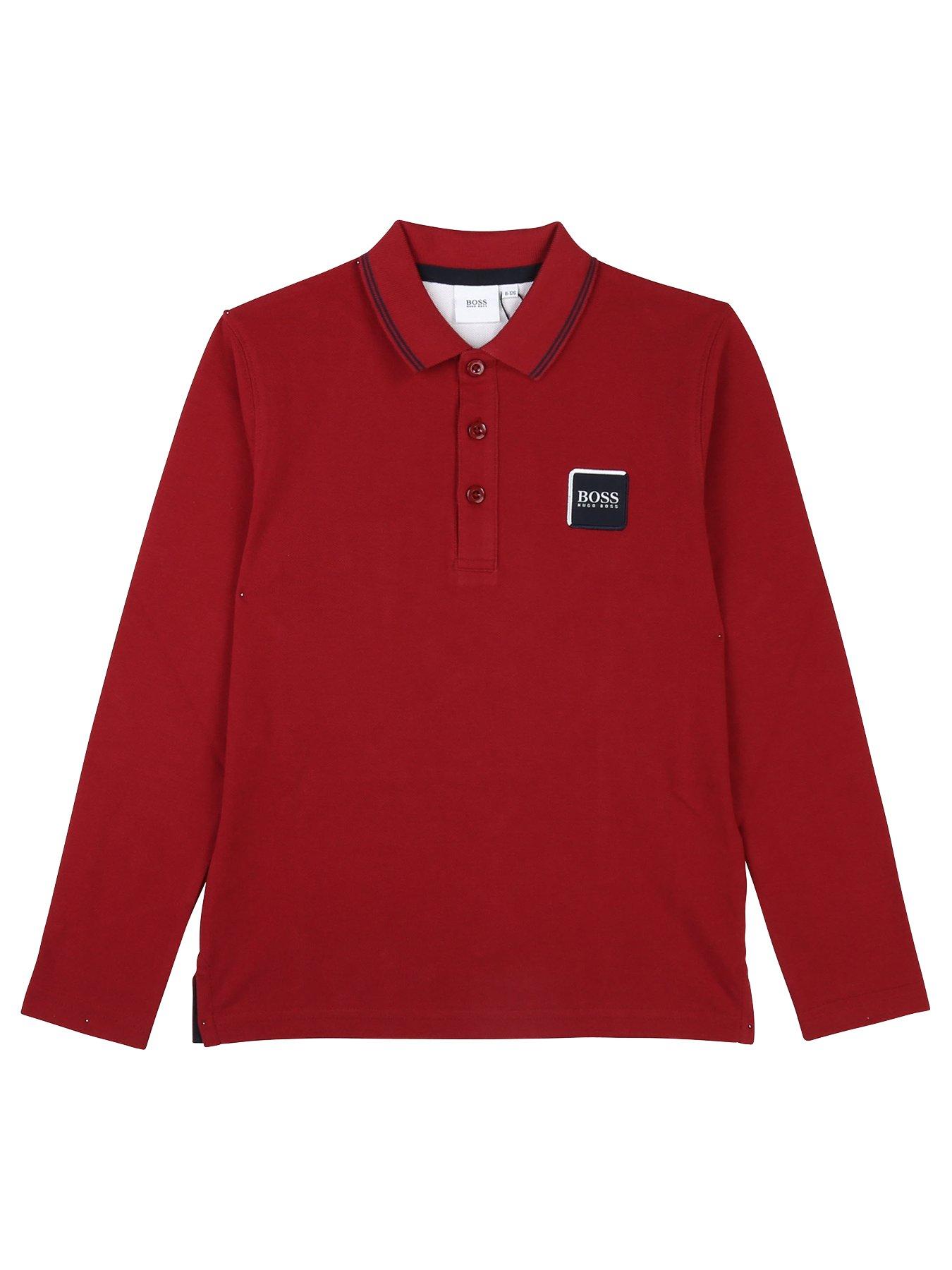 Boys Classic Long Sleeve Logo Polo Shirt Crimson - crimson wings roblox code