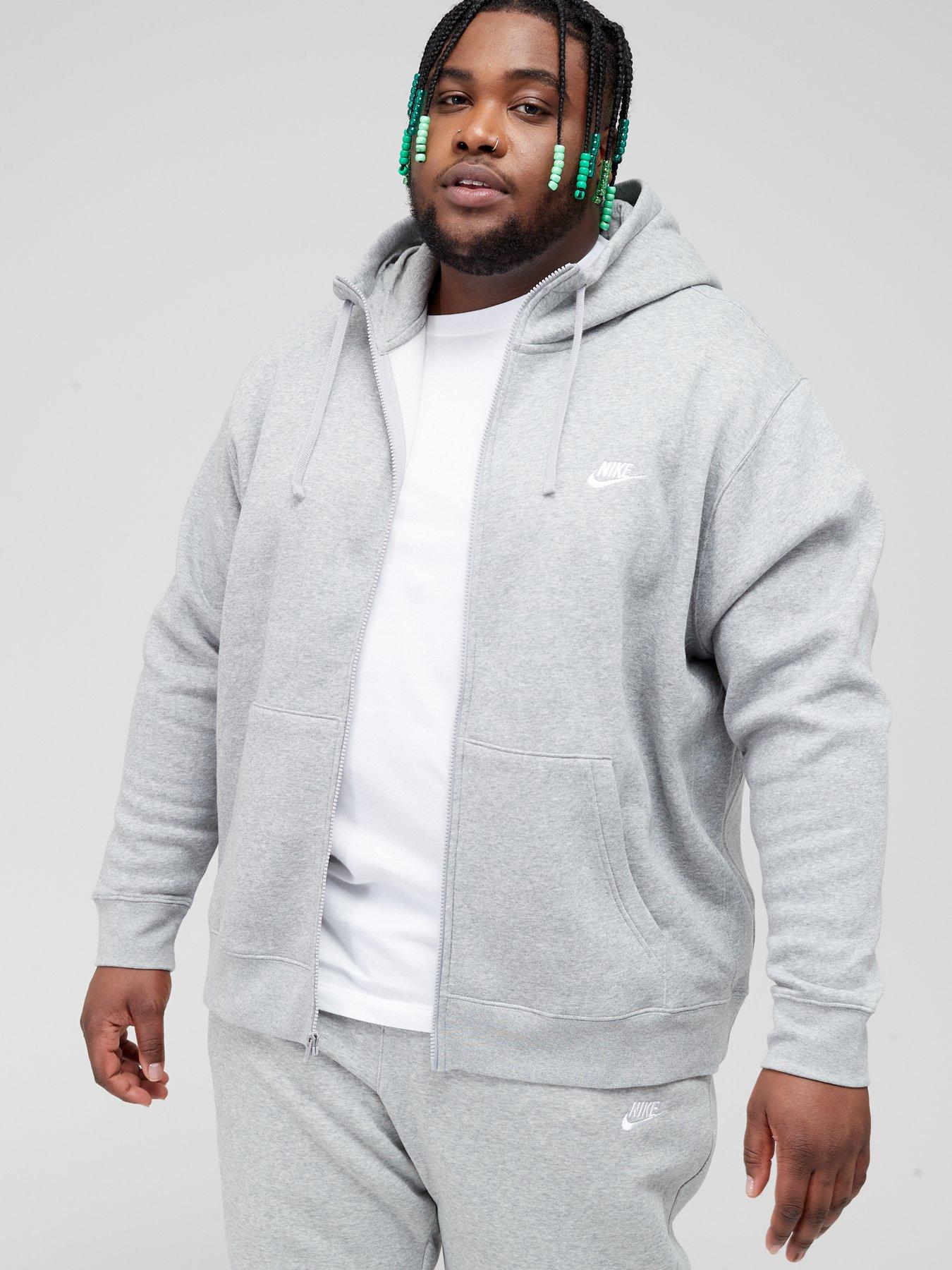 nike club zip hoodie grey