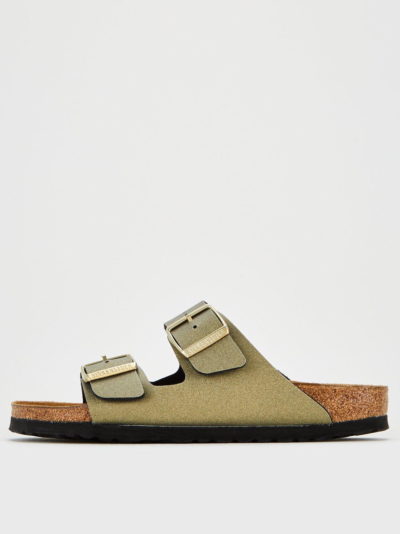 birkenstock arizona washed metallic stone gold