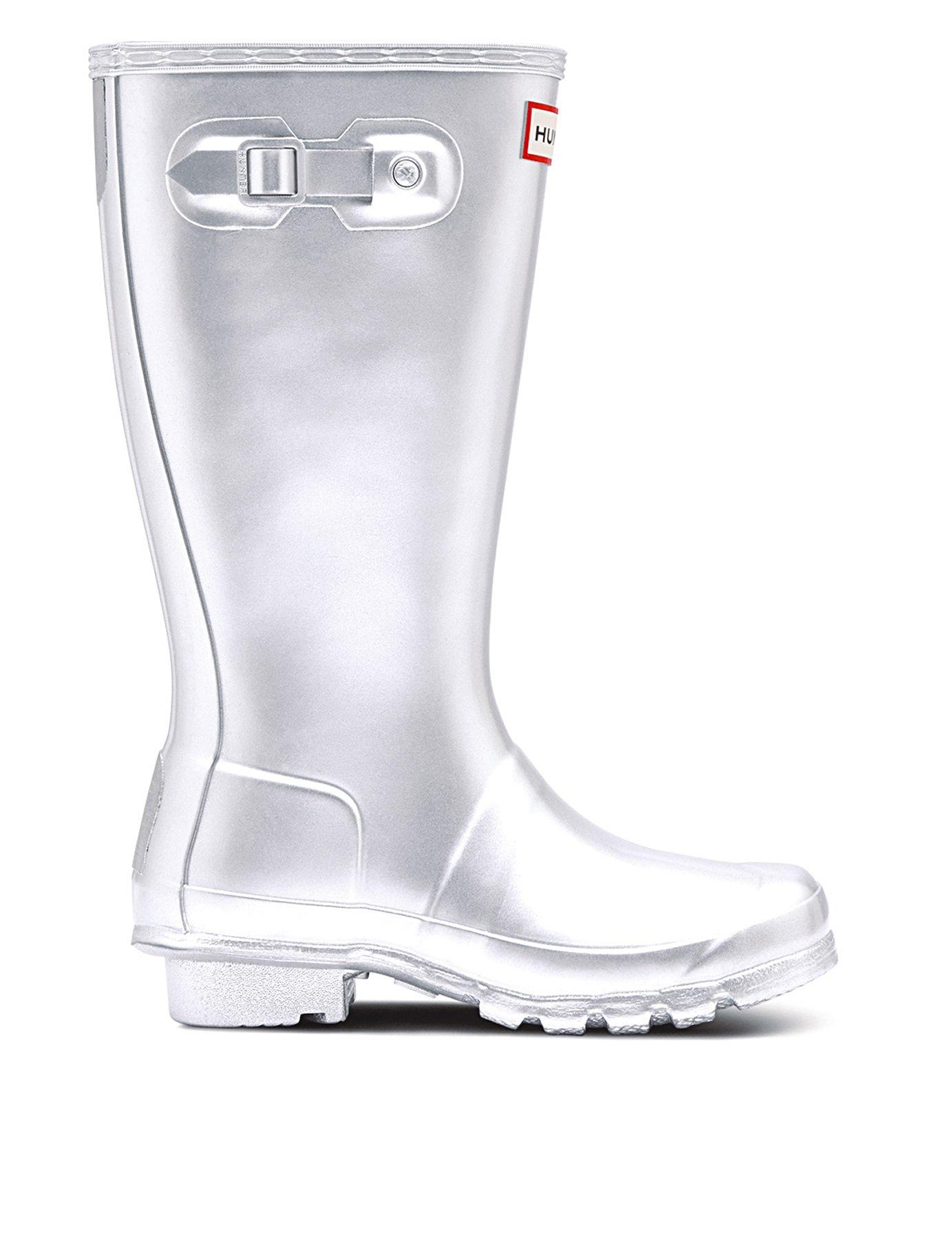 silver wellington boots