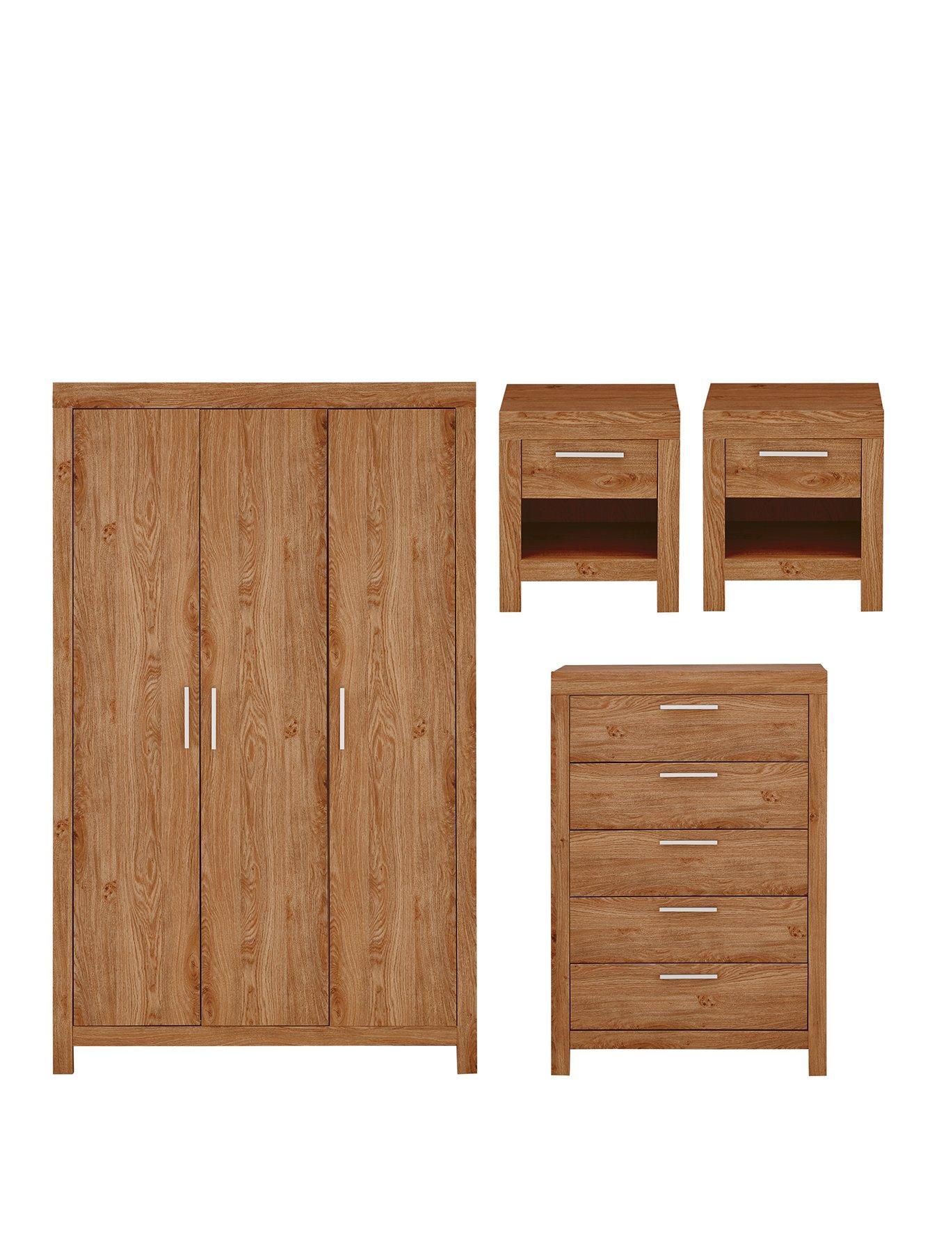 Cuba 4 Piece Package 3 Door Wardrobe 5 Drawer Chest And 2