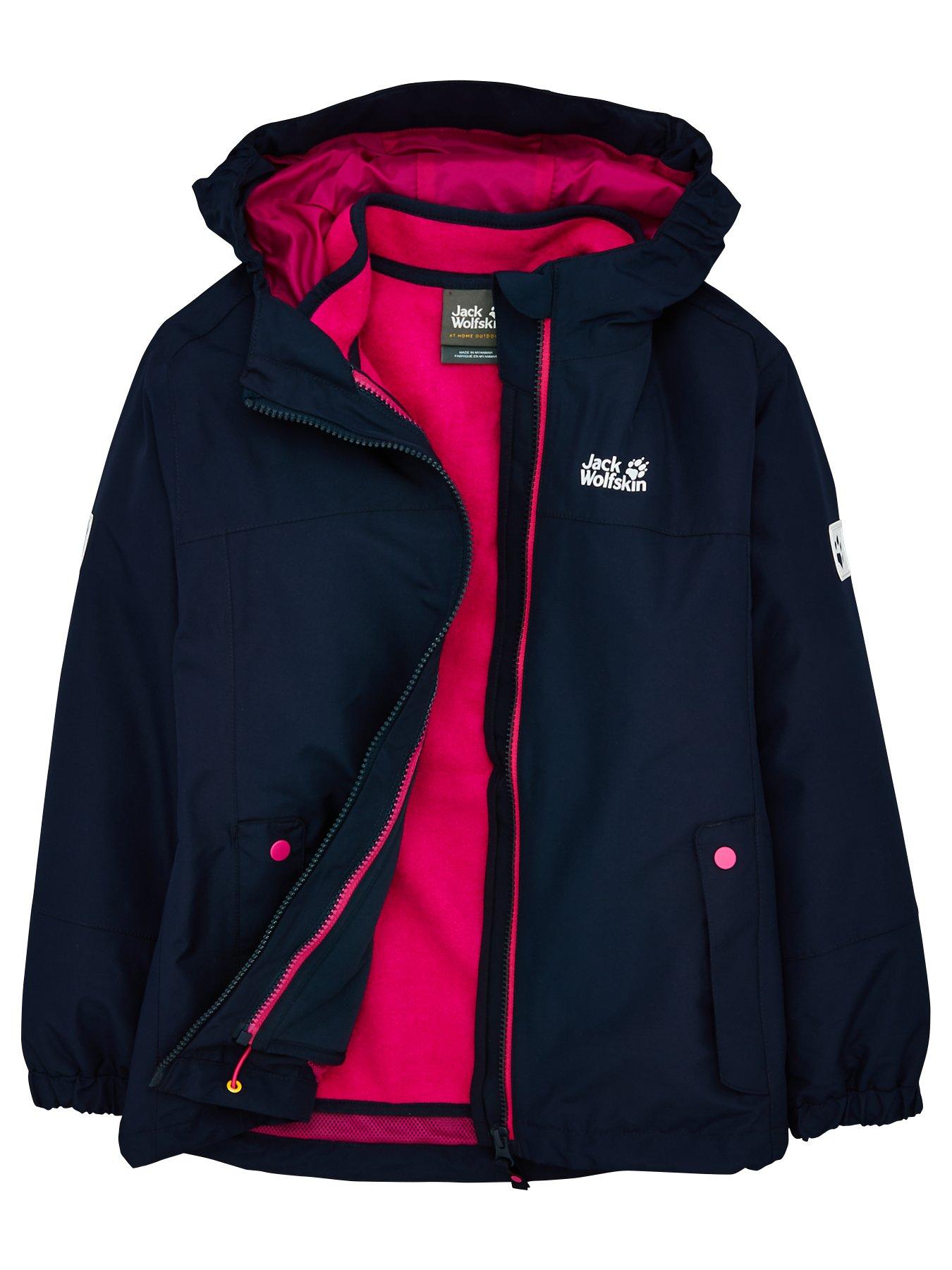 navy and pink jacket
