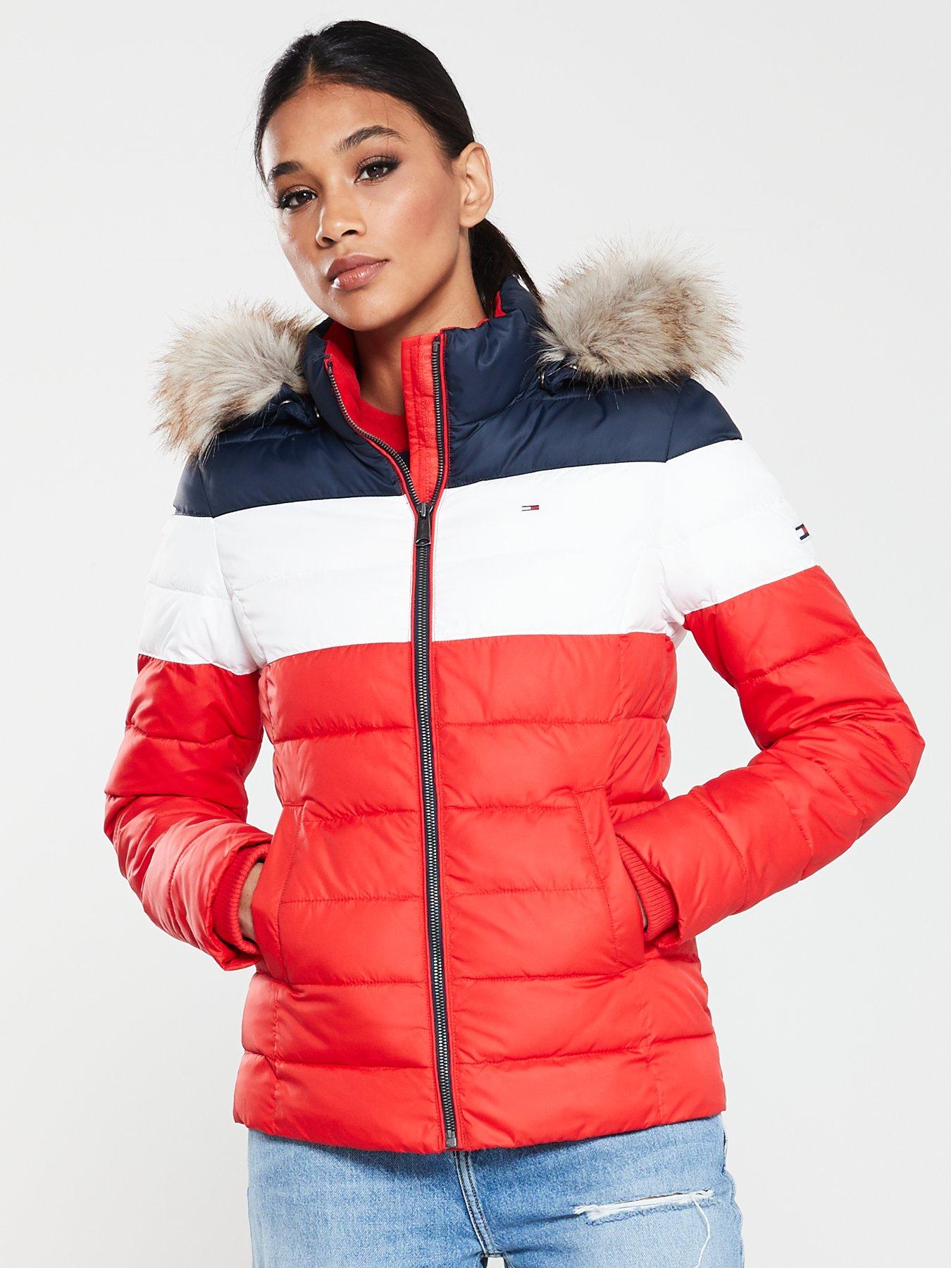 tommy jeans colour block puffer jacket