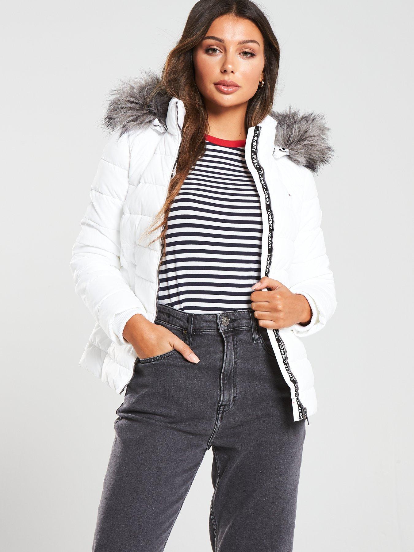 tommy jeans essential down jacket white