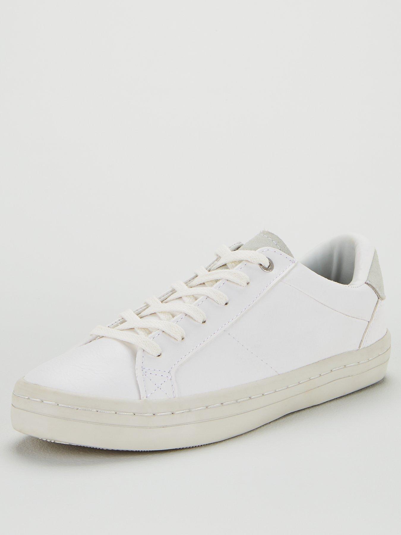 ladies women white trainers touch fastening low profile injected sole sizes 3-8