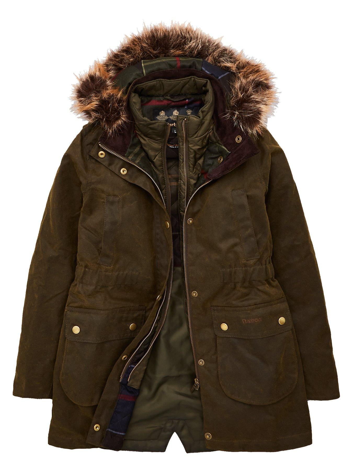 ladies barbour coat with fur hood