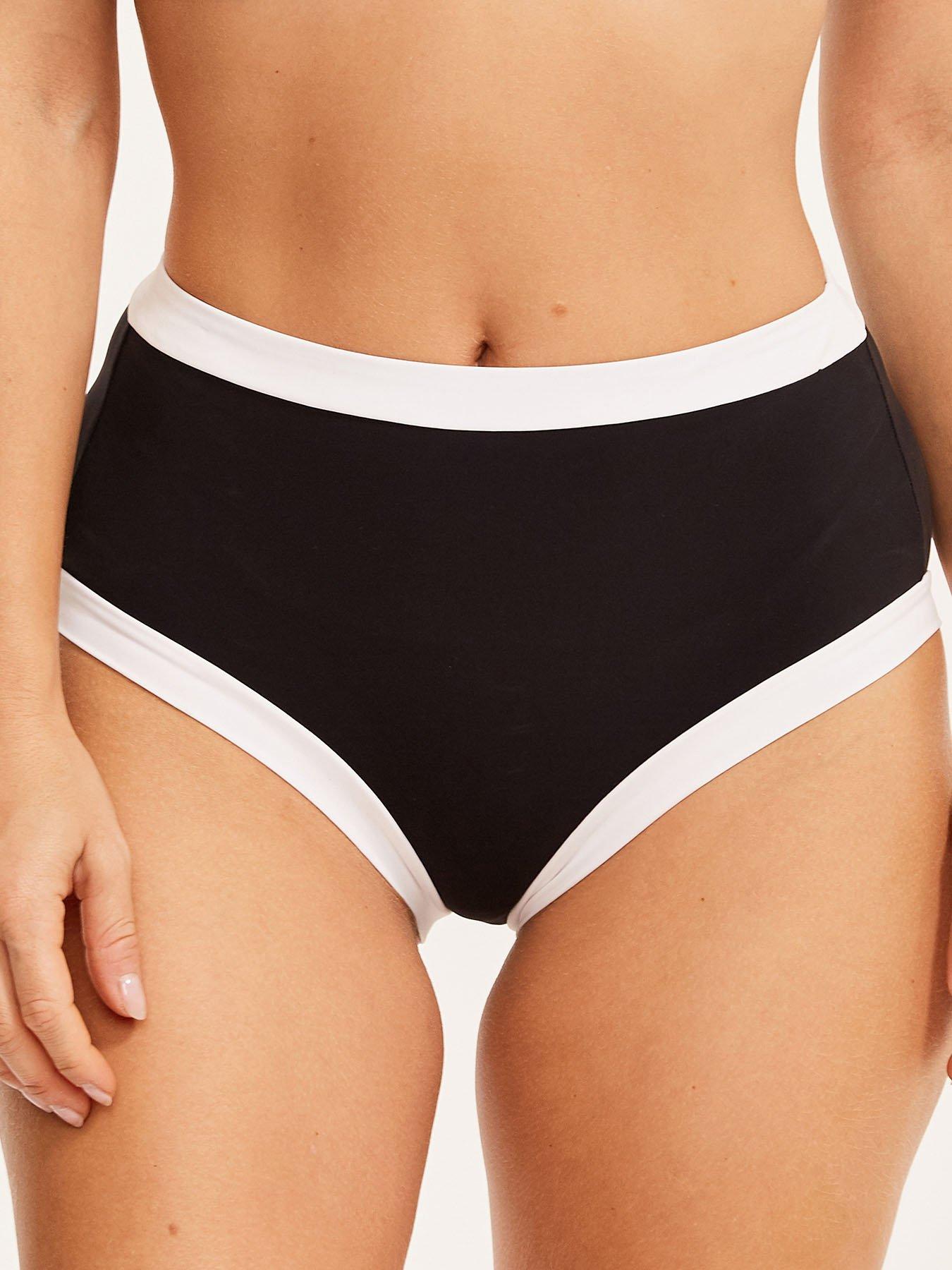 black high waisted control bikini bottoms