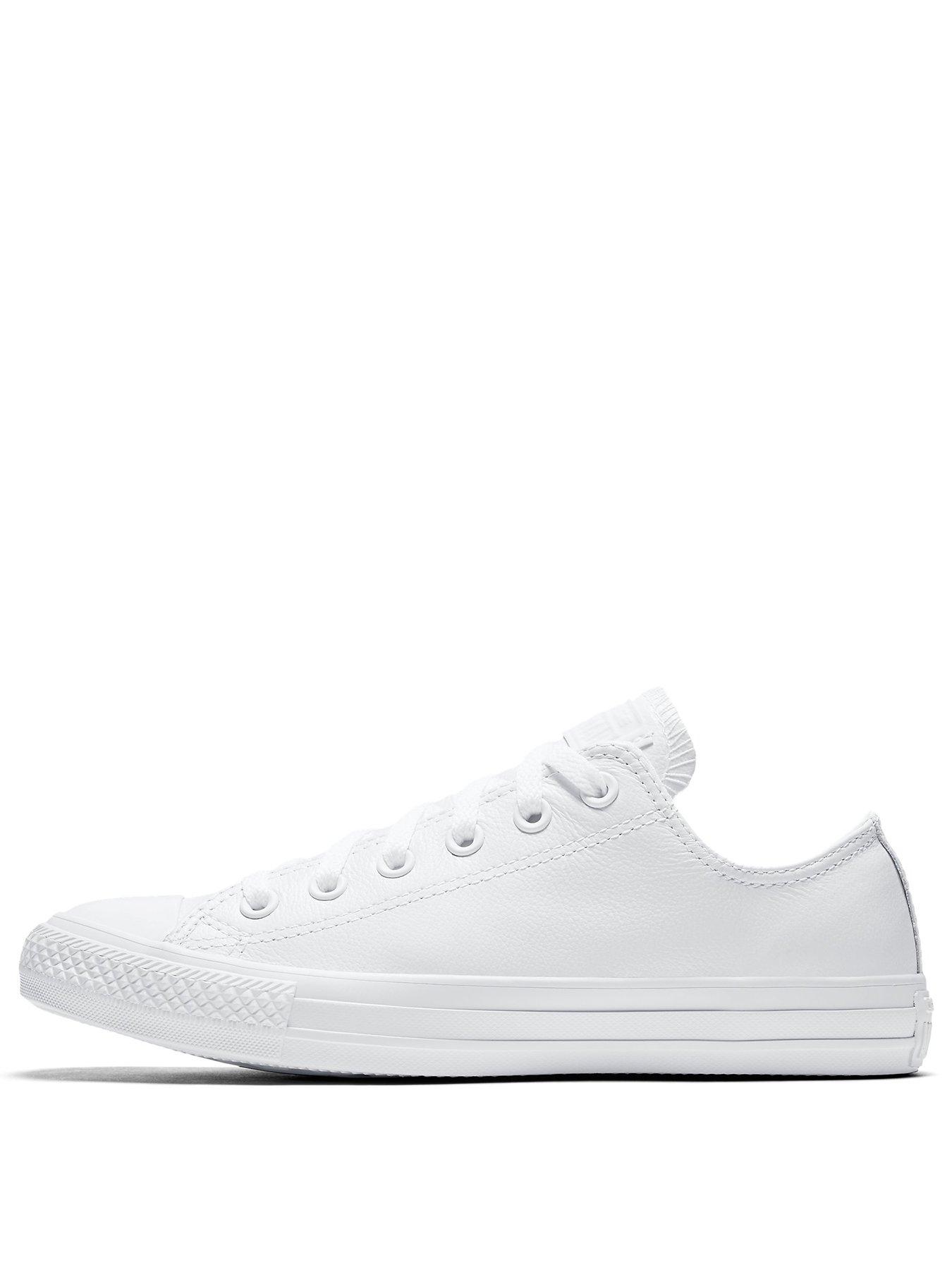 all white converse with black line