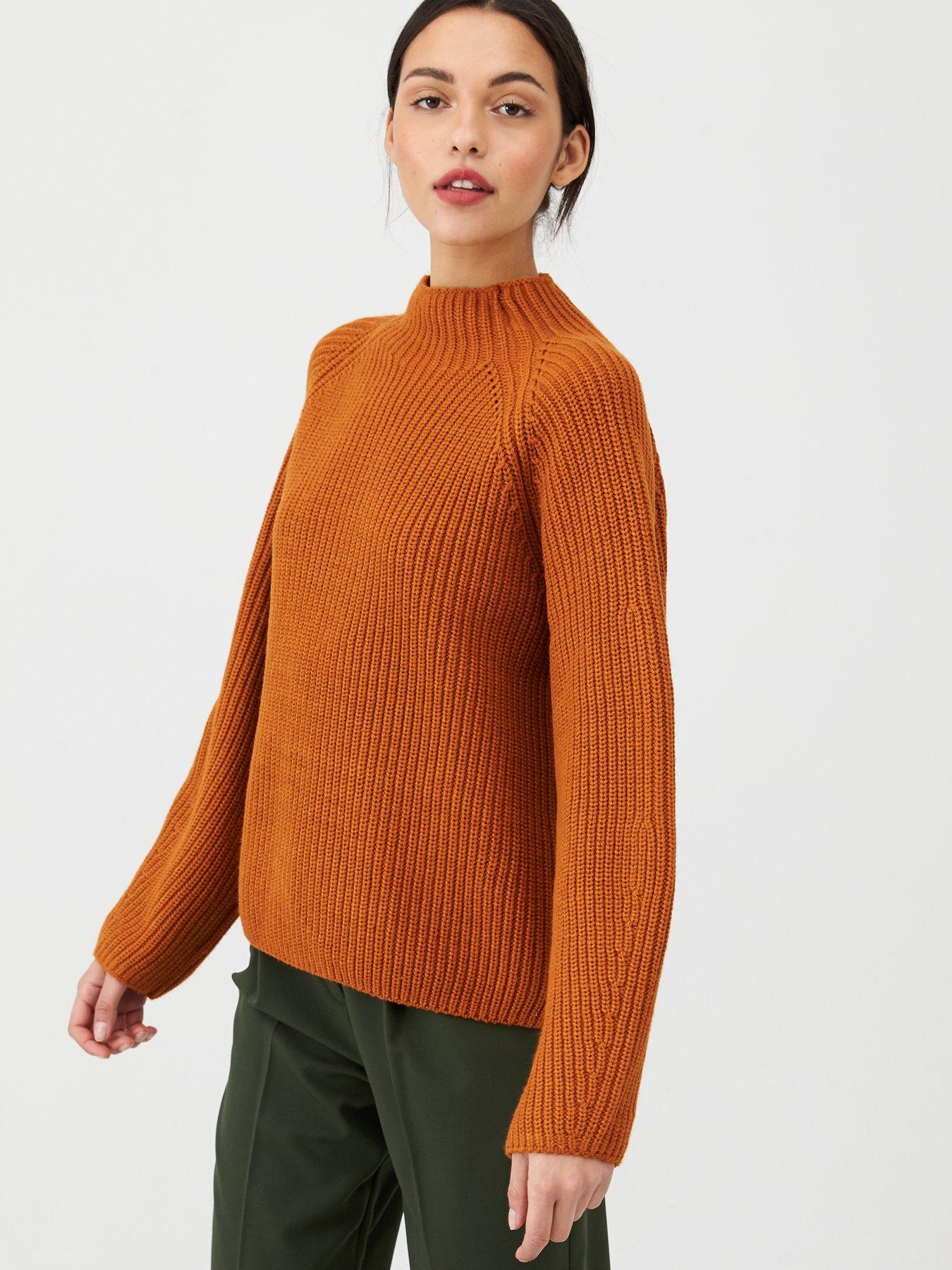 LADIES CROCHET KNIT STRIPE JUMPER KNITWEAR ROUND NECK LONG SLEEVE KHAKI 8 10 12