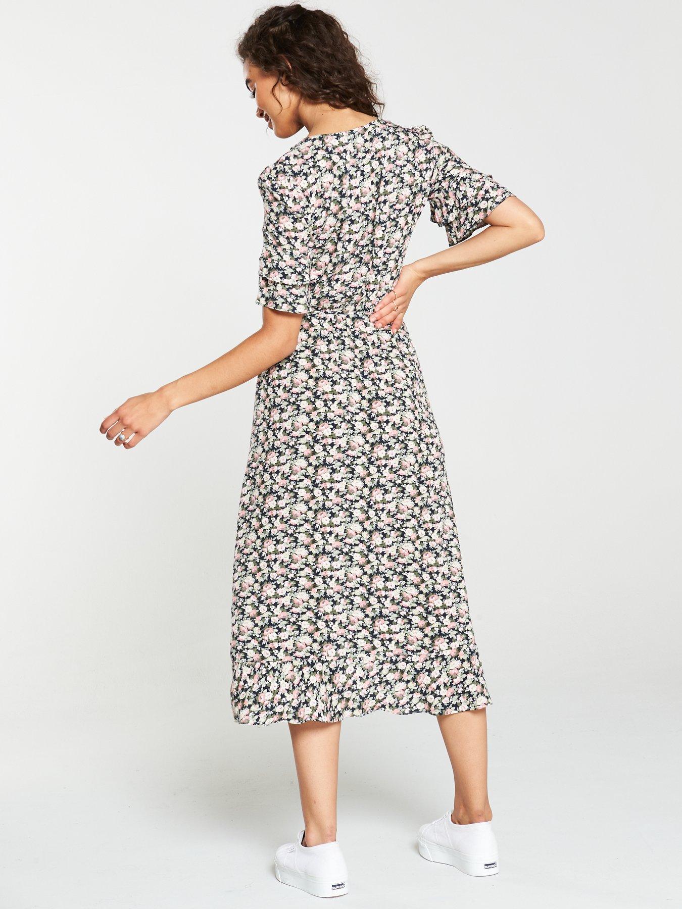 oasis crushed ditsy midi dress
