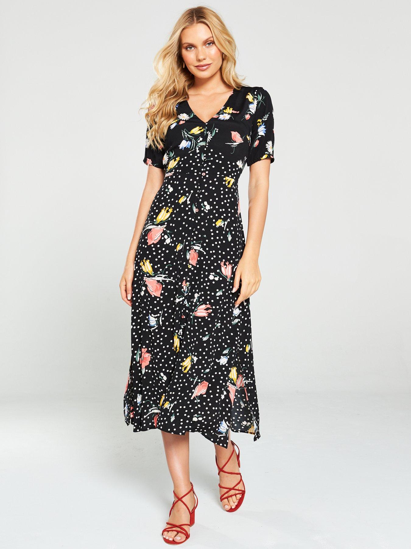 oasis button through midi dress