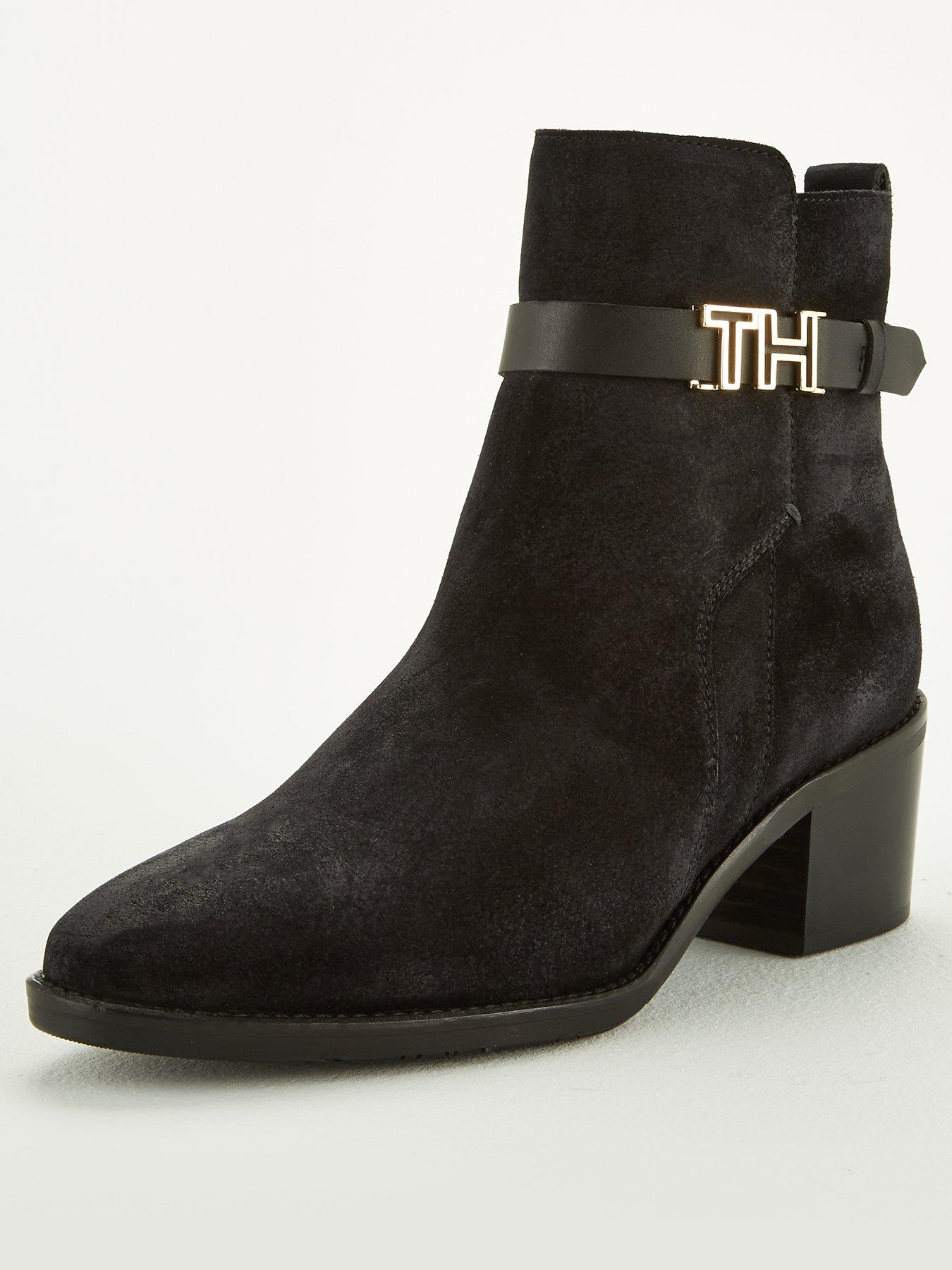 tommy hilfiger th buckle suede bootie