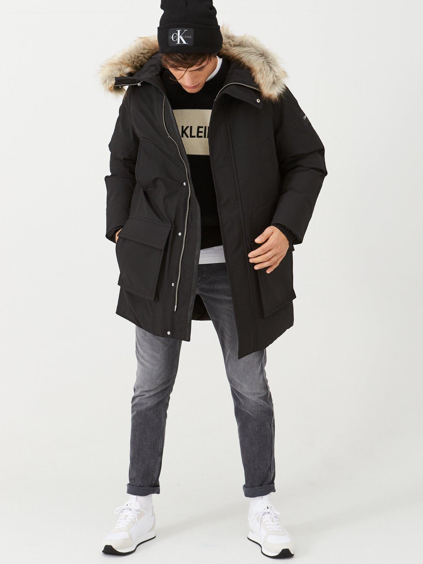 calvin klein mid length down coat