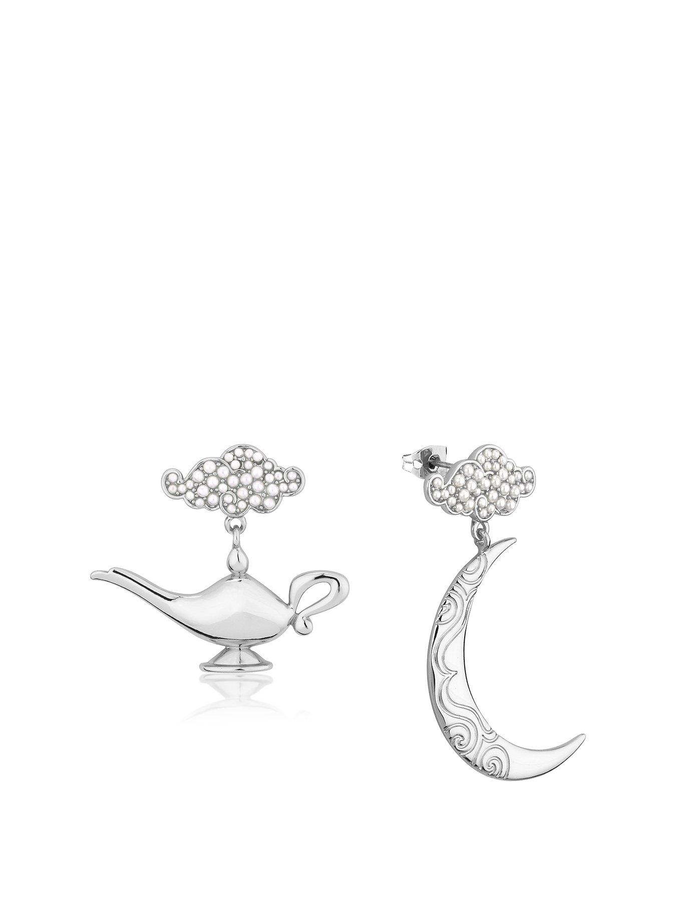 Disney Disney Aladdin White 14k Gold Plated Moon And Genie Lamp Earrings Littlewoodsireland Ie I am aladdin it is great that i have met princess jasmine. littlewoods ireland
