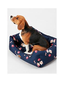 joules-joules-floral-collection-square-dog-bed-navy