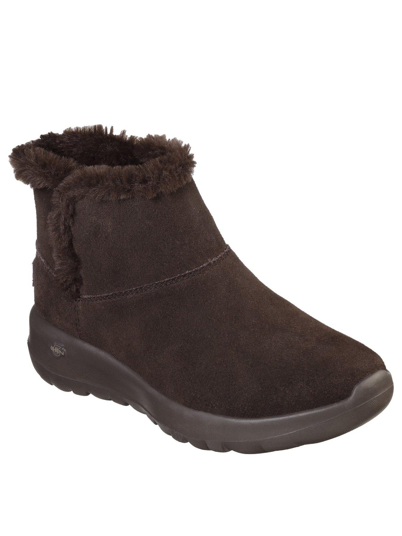 skechers gowalk suede and faux fur boots