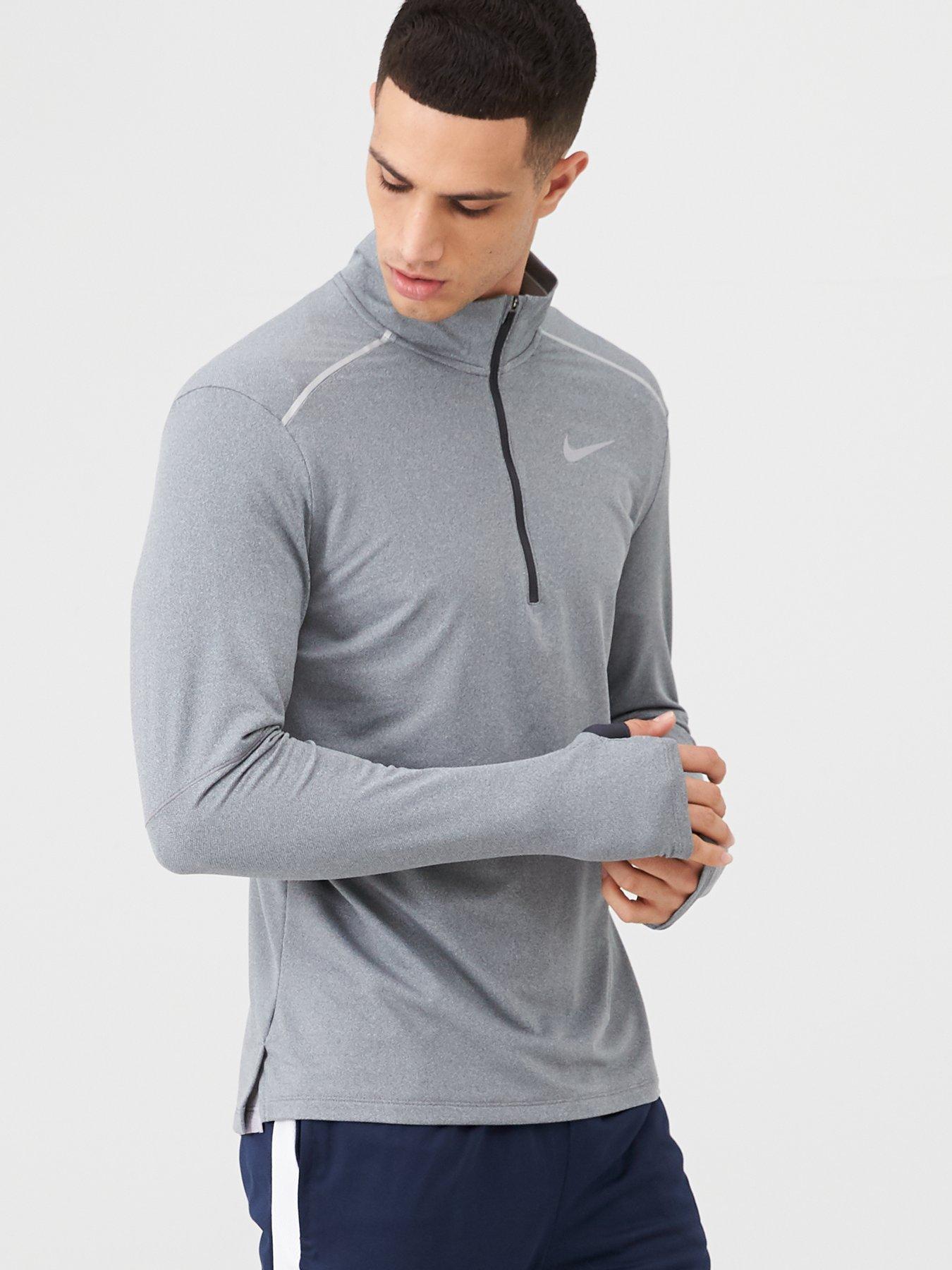 nike half zip running top grey