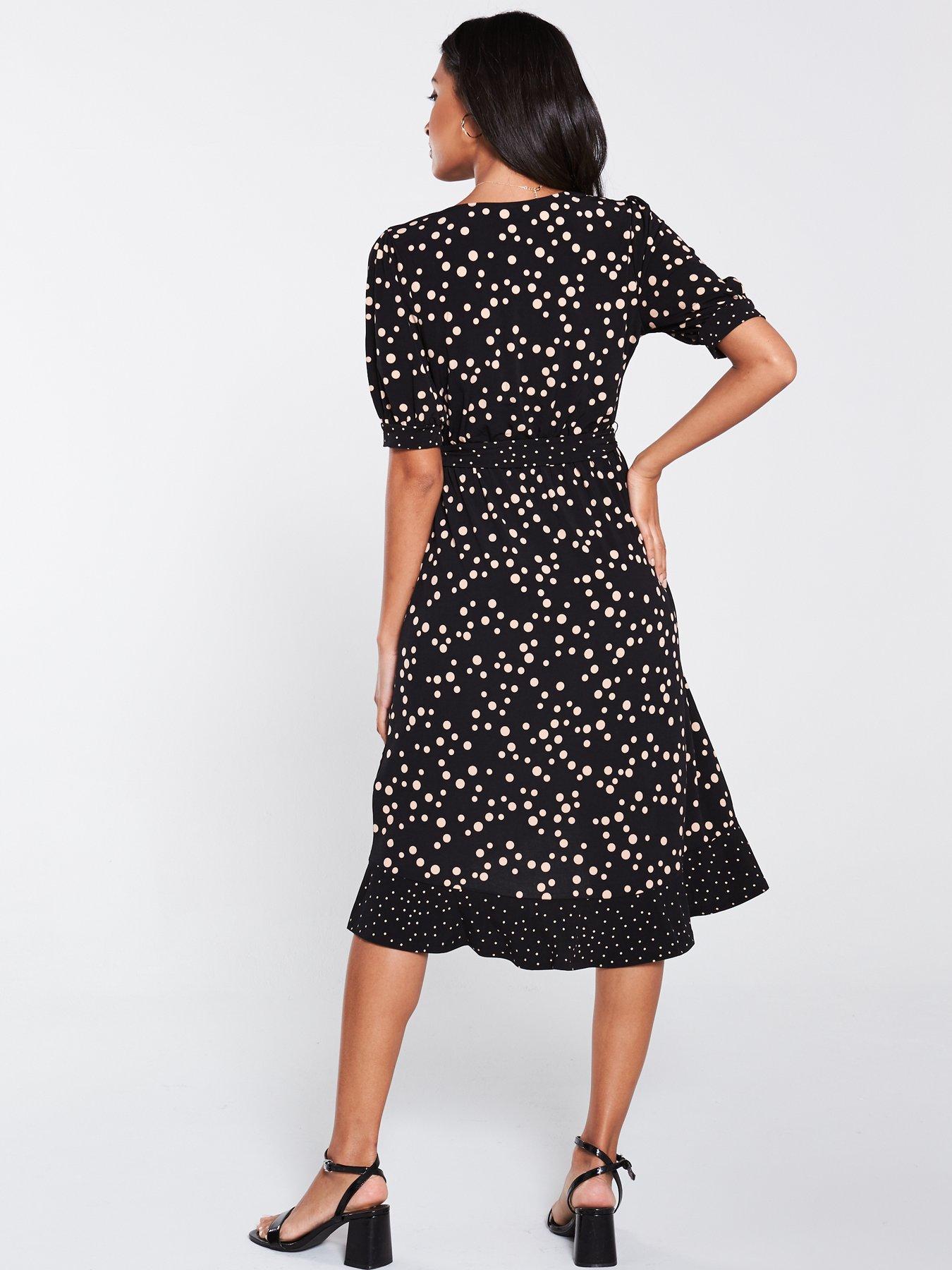 lipsy spot wrap midi dress