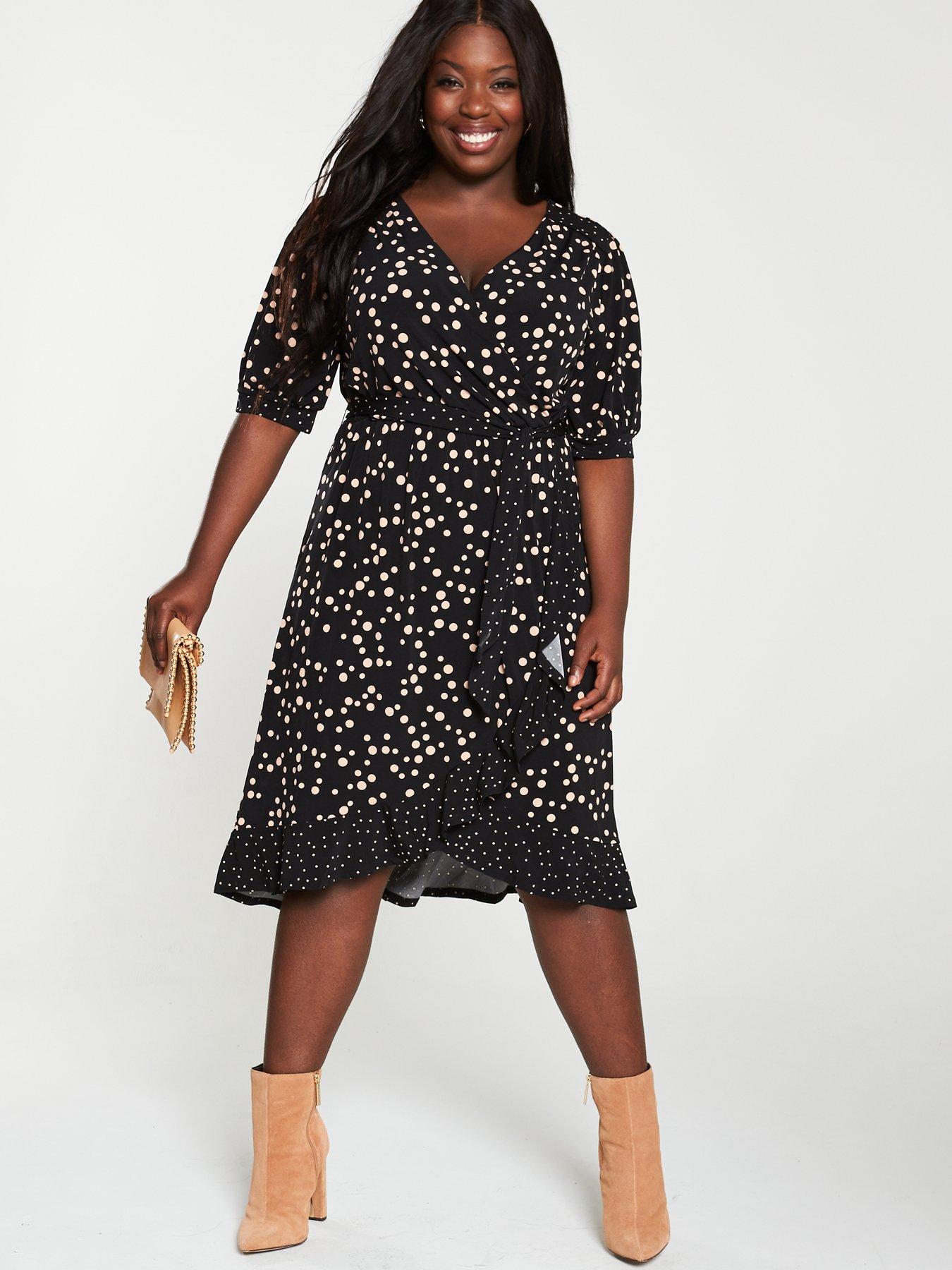 oasis spot wrap midi dress