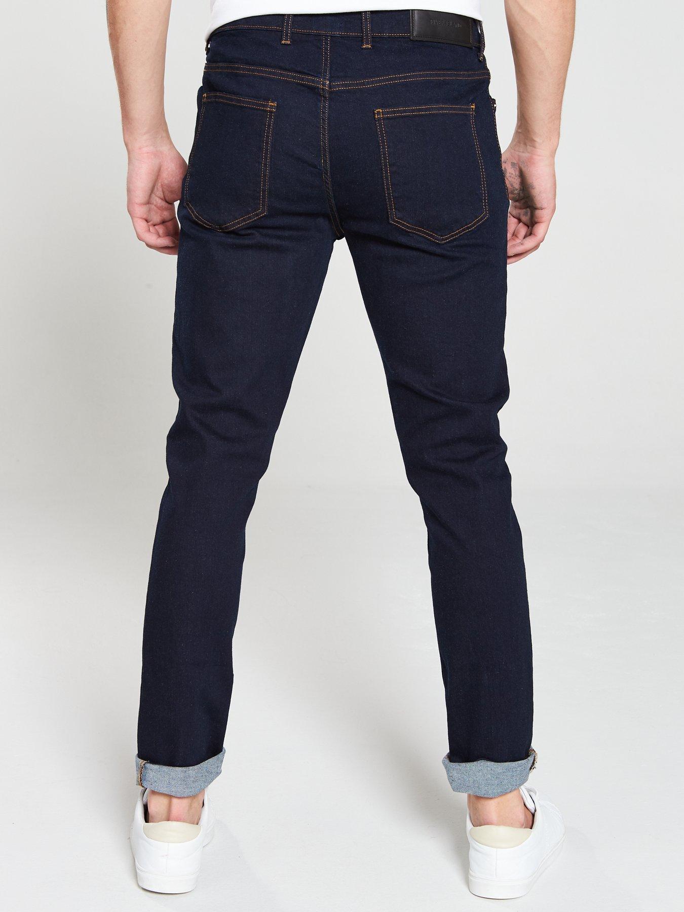 river island dark blue sid skinny jeans