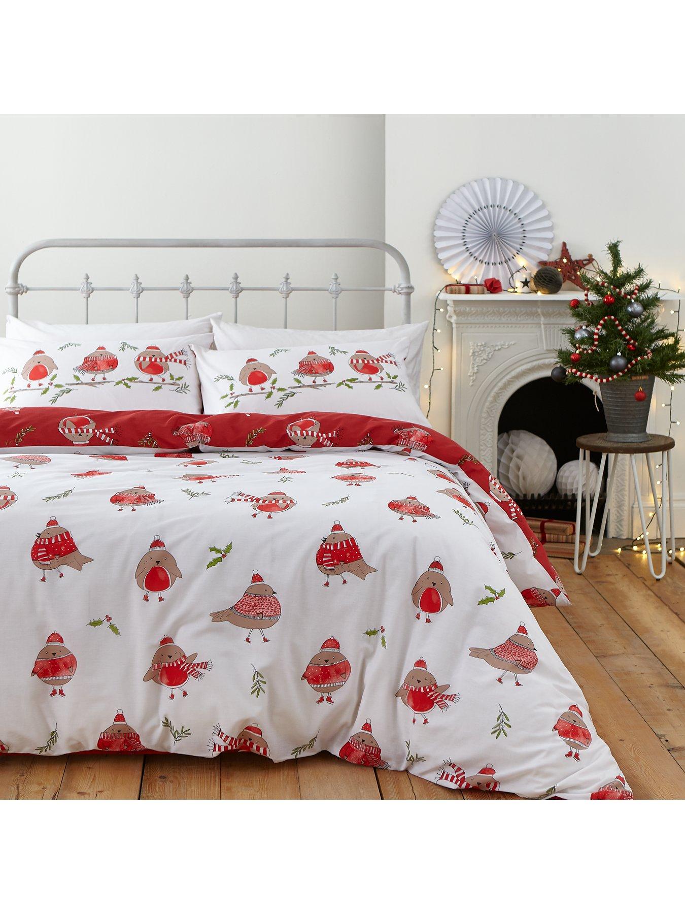 Catherine Lansfield Robins King Size Duvet Cover And Pillowcase