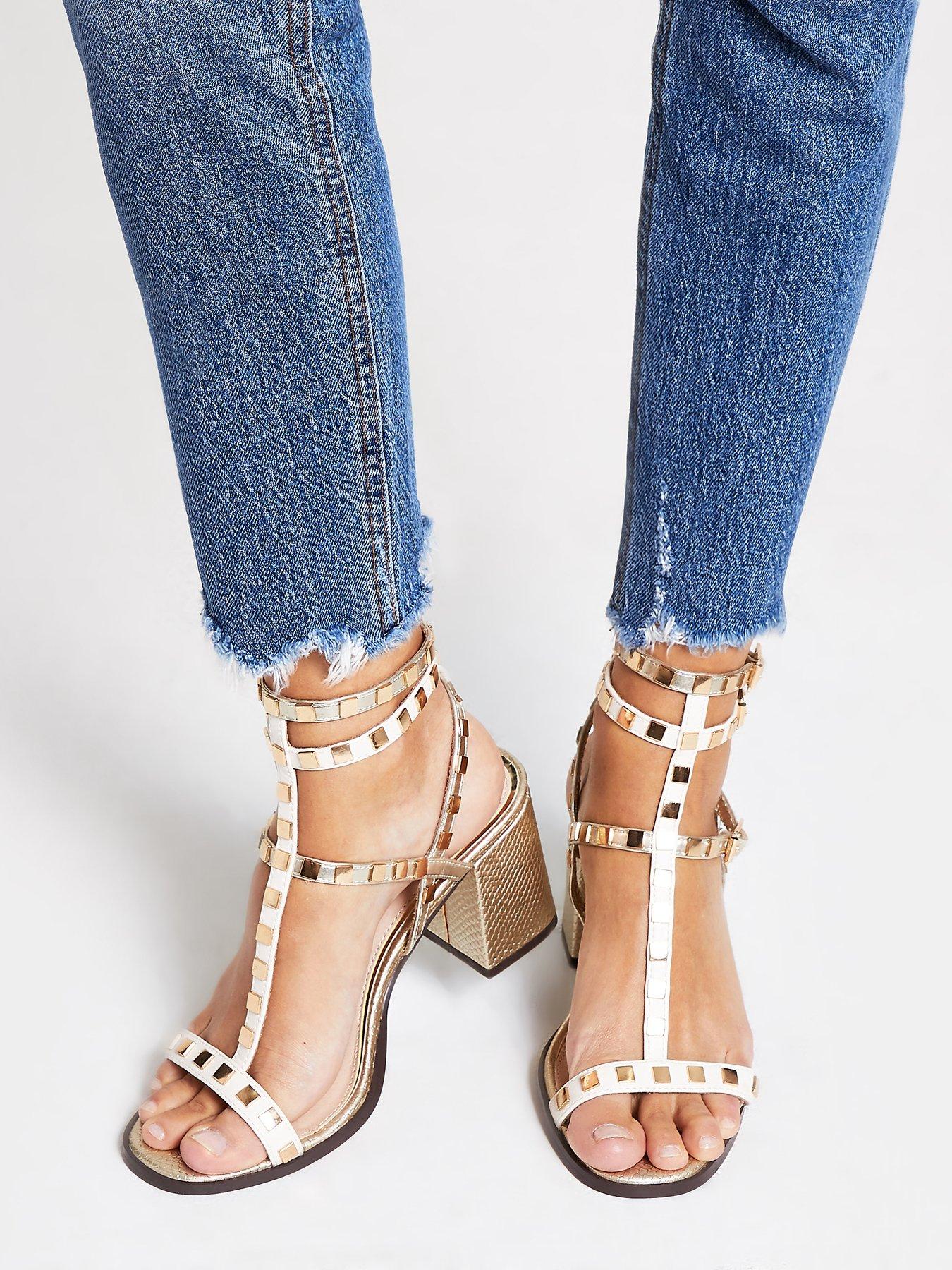 studded gladiator block heels