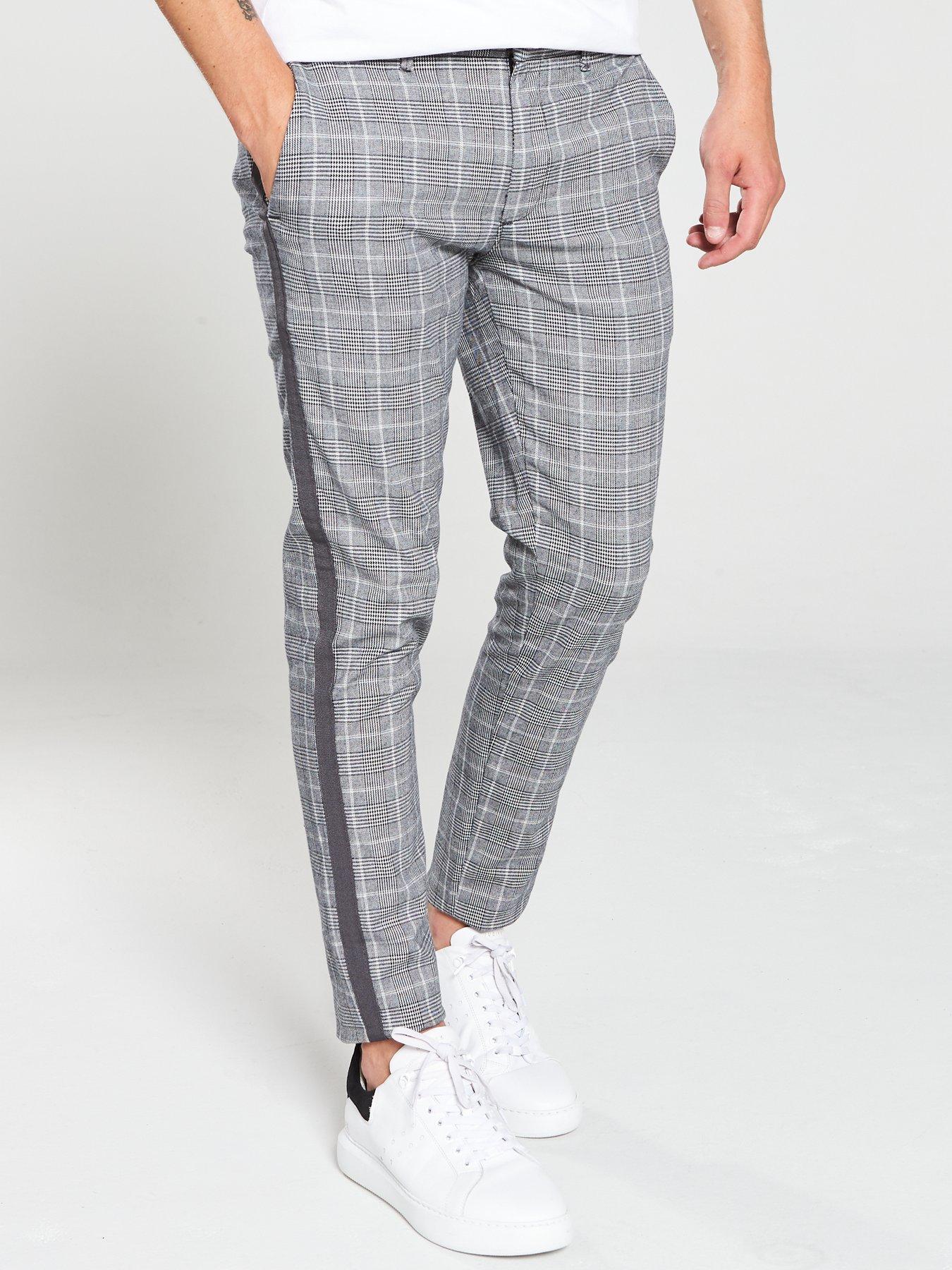 skinny grey check trousers