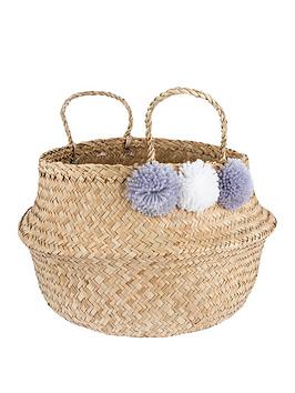 sass-belle-grey-pom-pom-storage-basket