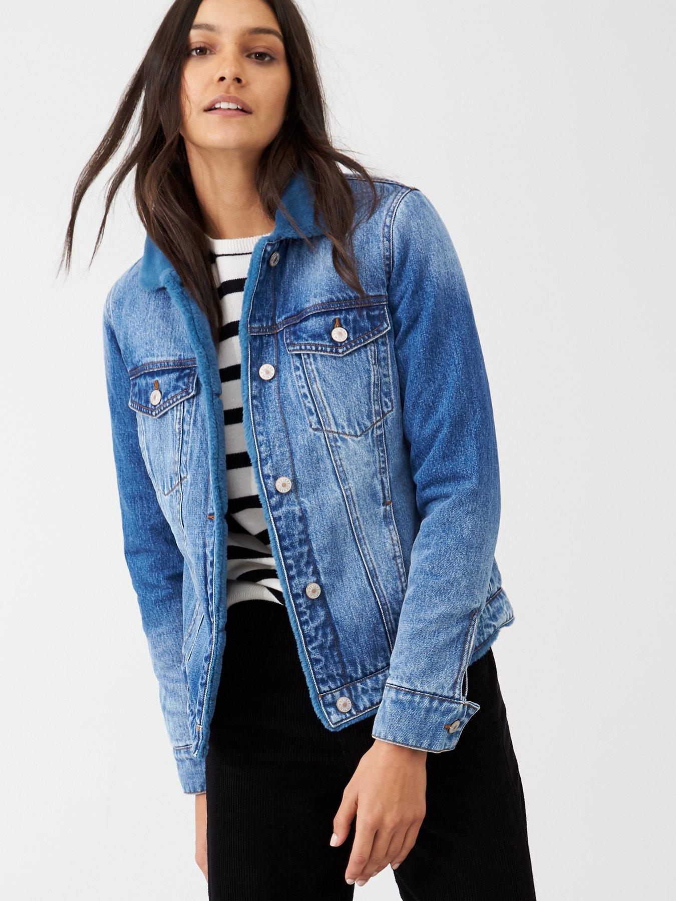 jean jacket with faux fur inside