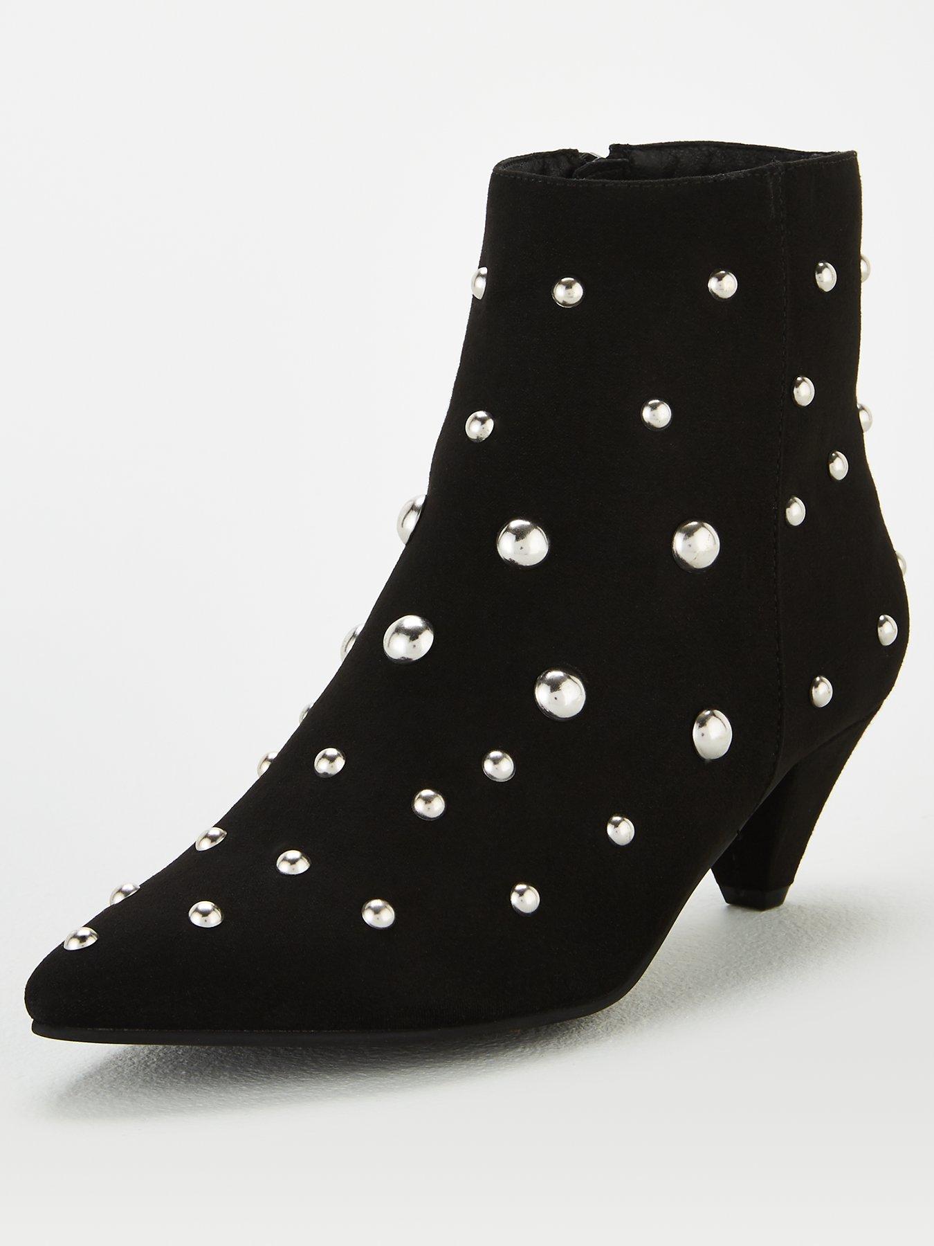 studded ankle boots black