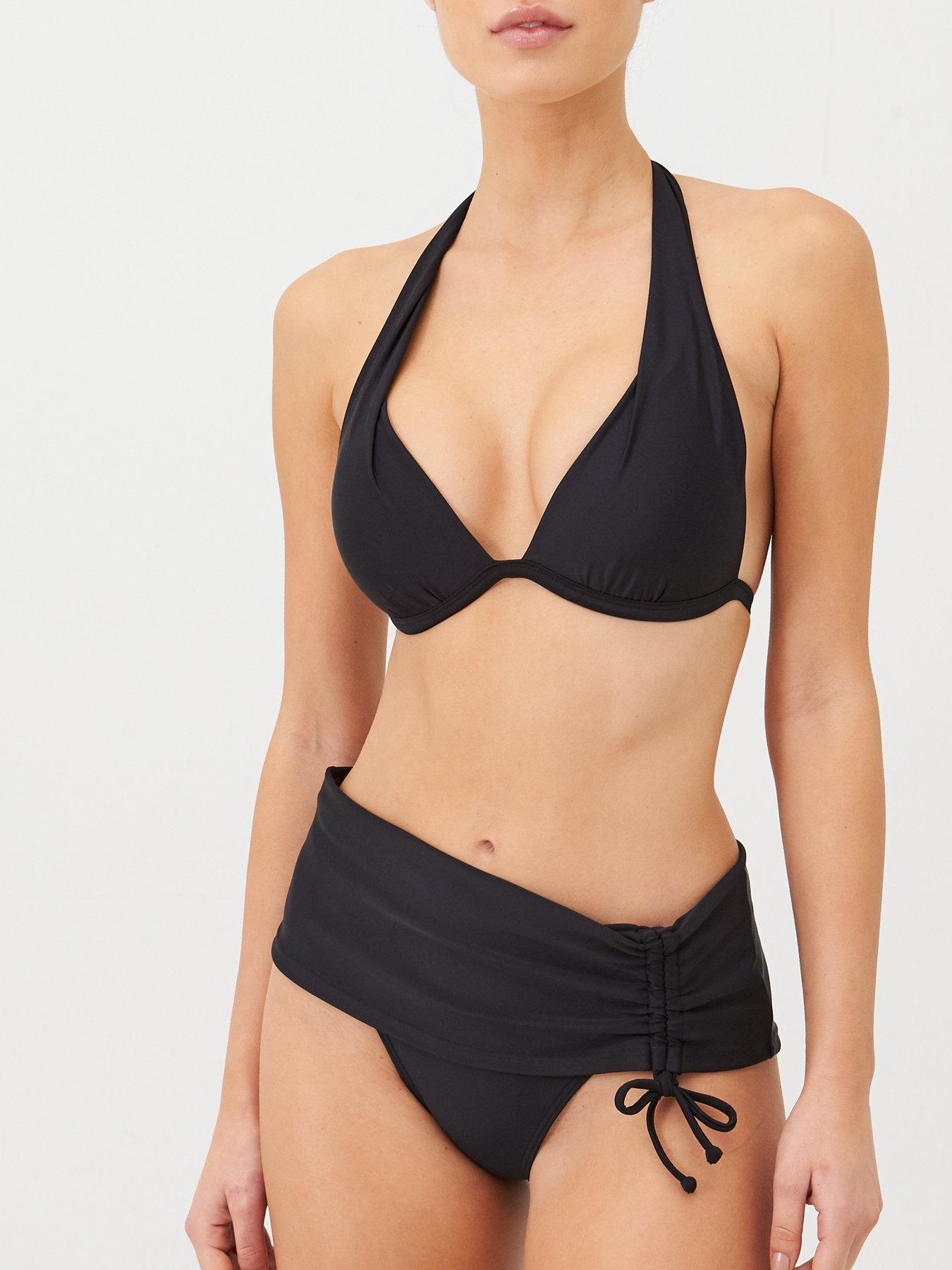 black halter bathing suit top