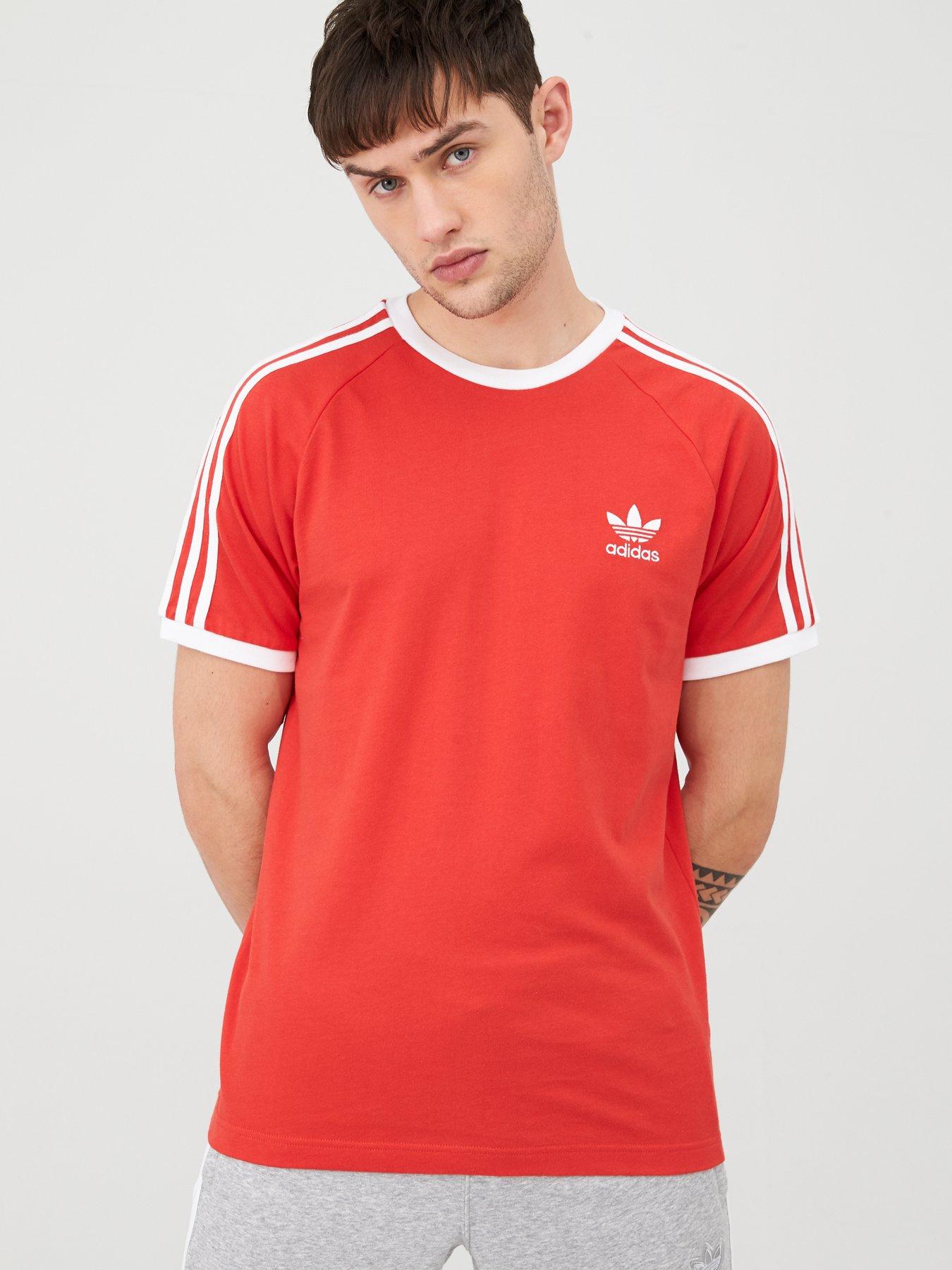 adidas t shirt 3 stripes red