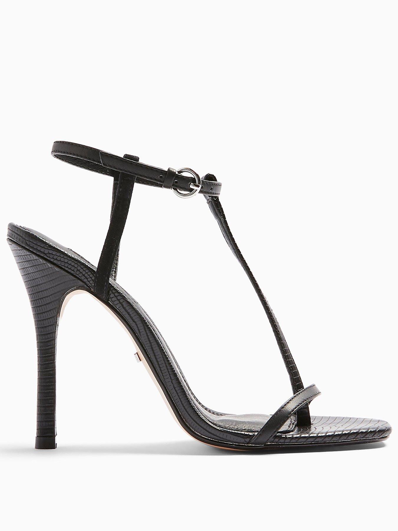 black t bar sandals heels